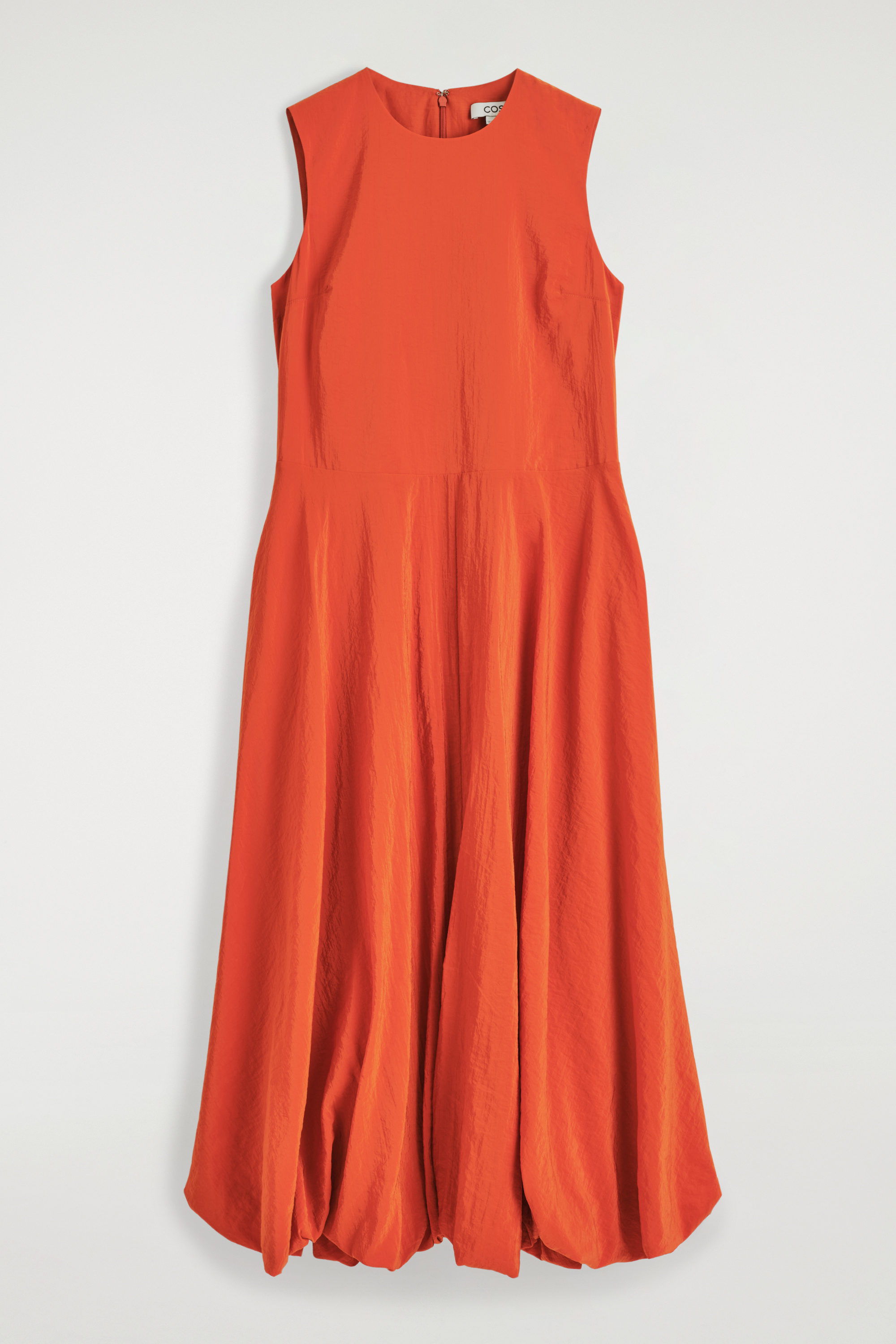 SLEEVELESS BUBBLE-HEM MIDI DRESS - ORANGE | COS