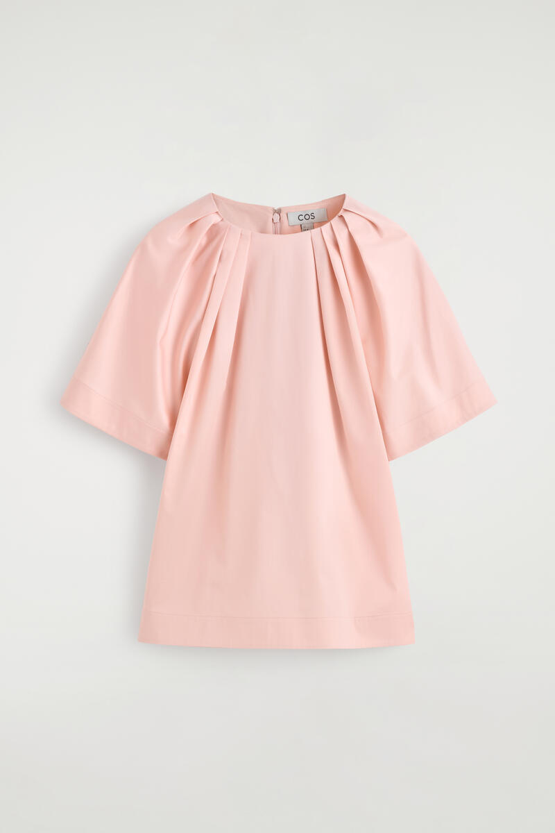Gathered Short-Sleeved Cotton Top