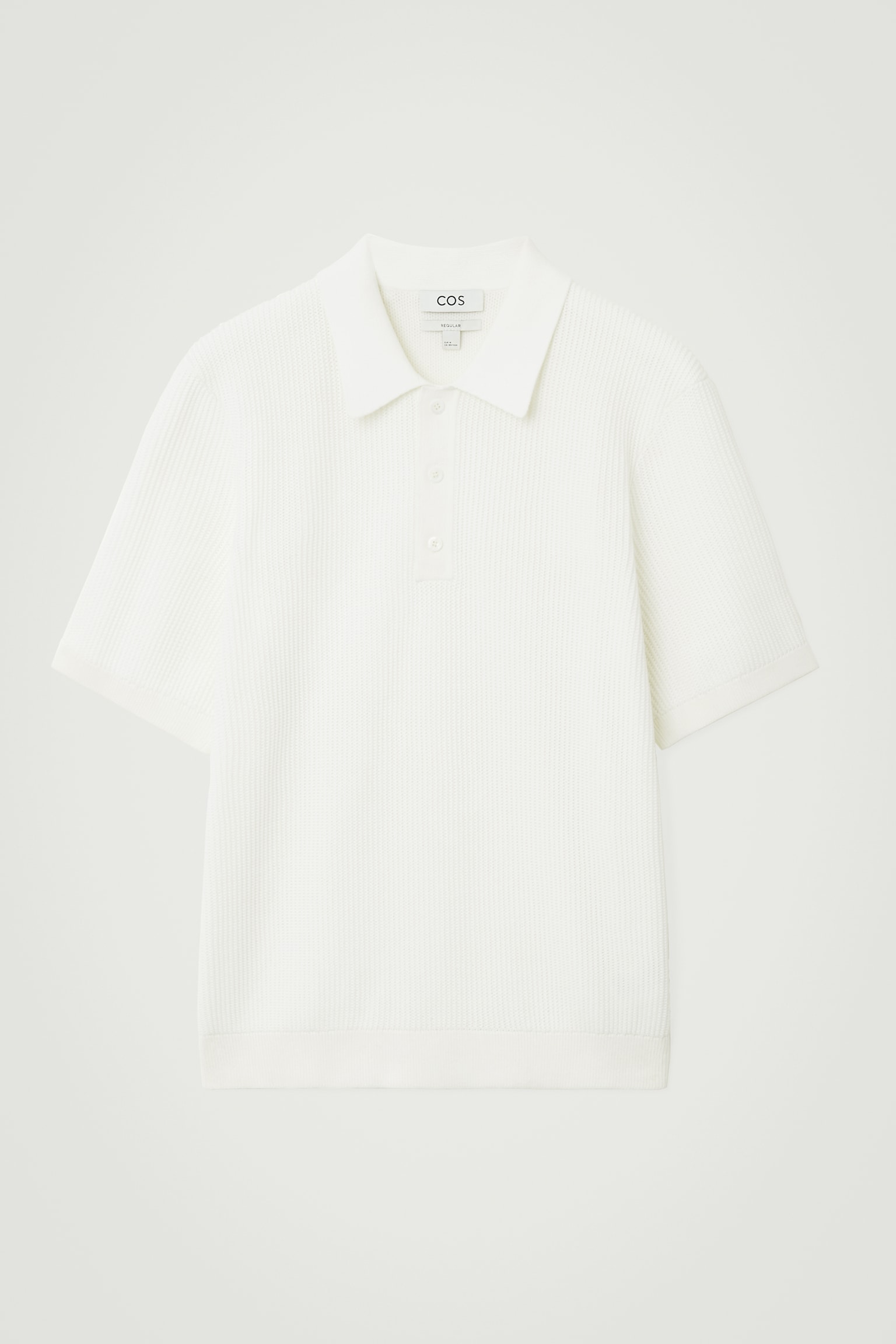 TEXTURED KNITTED POLO SHIRT - WHITE/GREEN