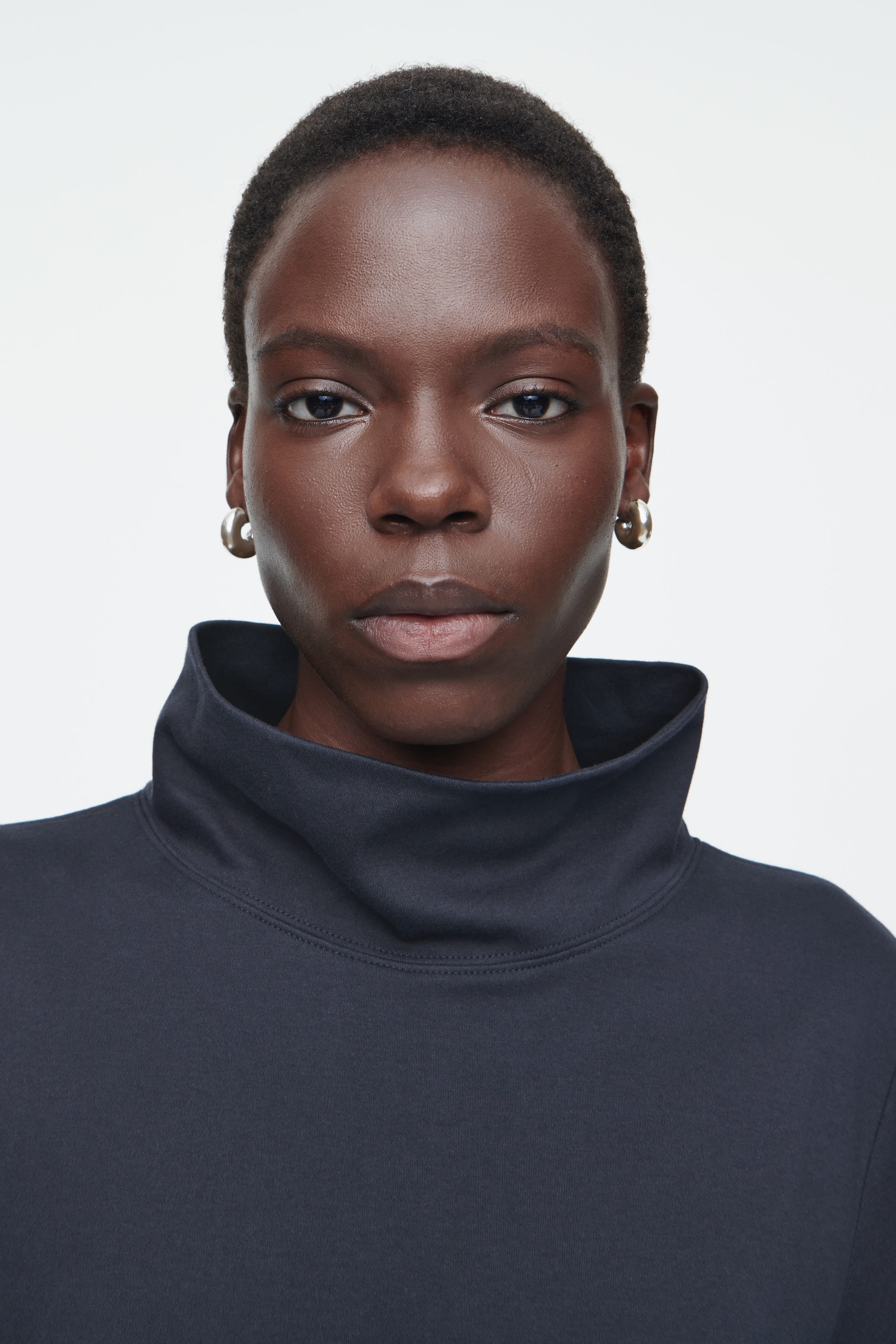 FUNNELNECK PANELLED MIDI DRESS