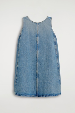 DENIM A-LINE MINI DRESS — BLUE 7