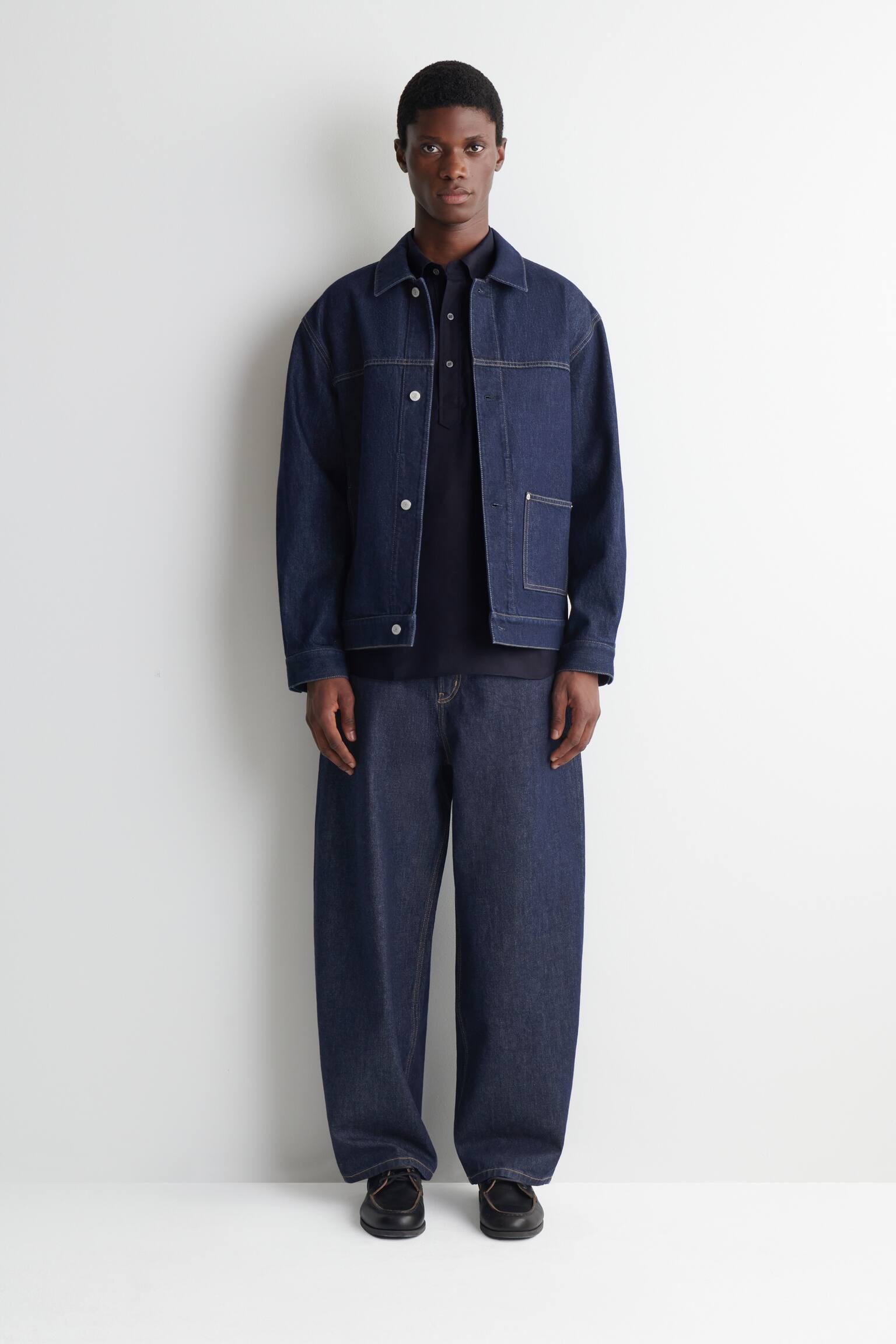 Denim overhemdjas - Donkerblauw - 1