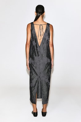EMBROIDERED SHEER V-NECK DRESS — HEATHER 5