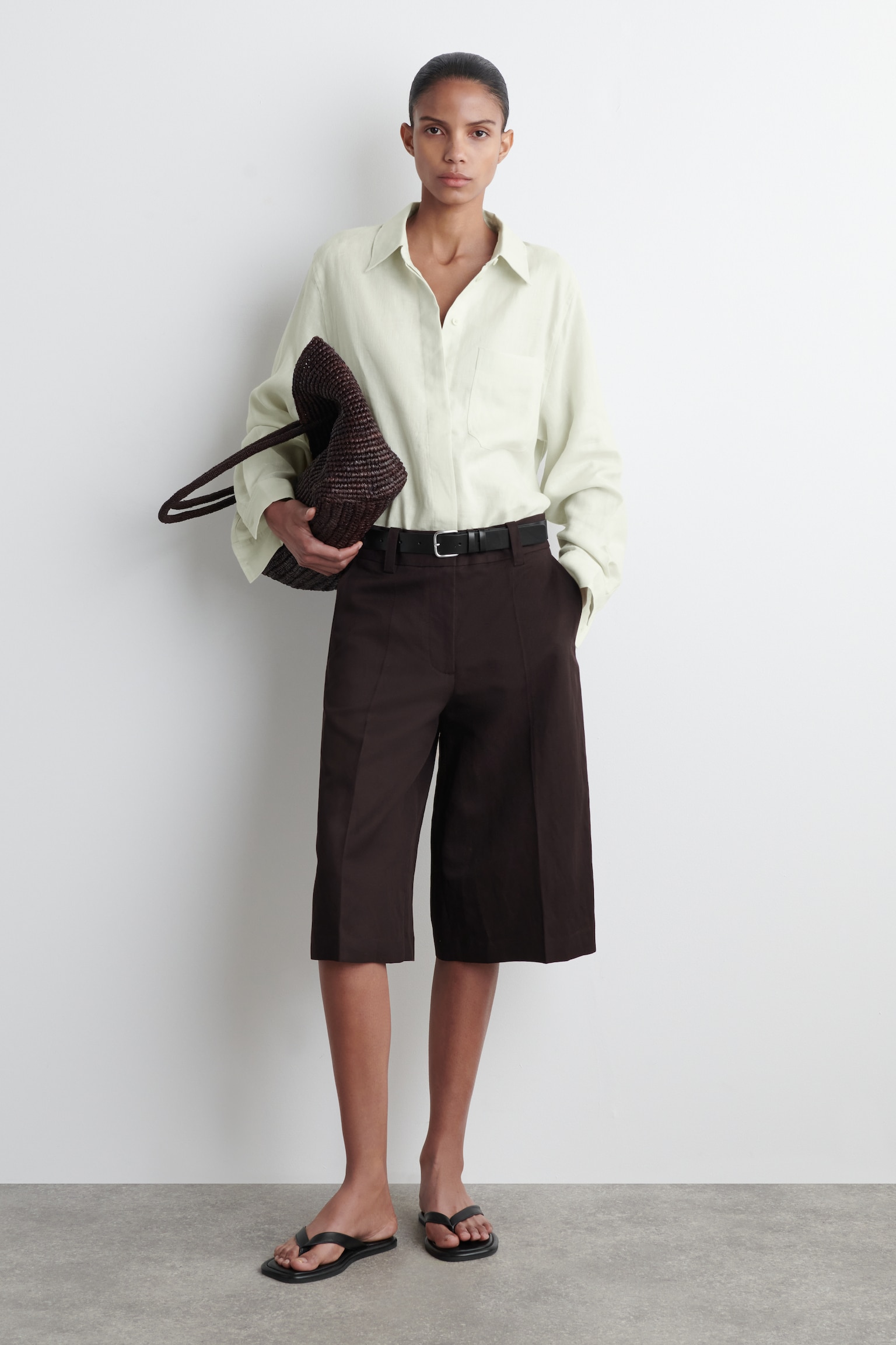 OVERSIZED LINEN SHIRT - PALE GREEN/WHITE/BUTTER YELLOW/NAVY - 7