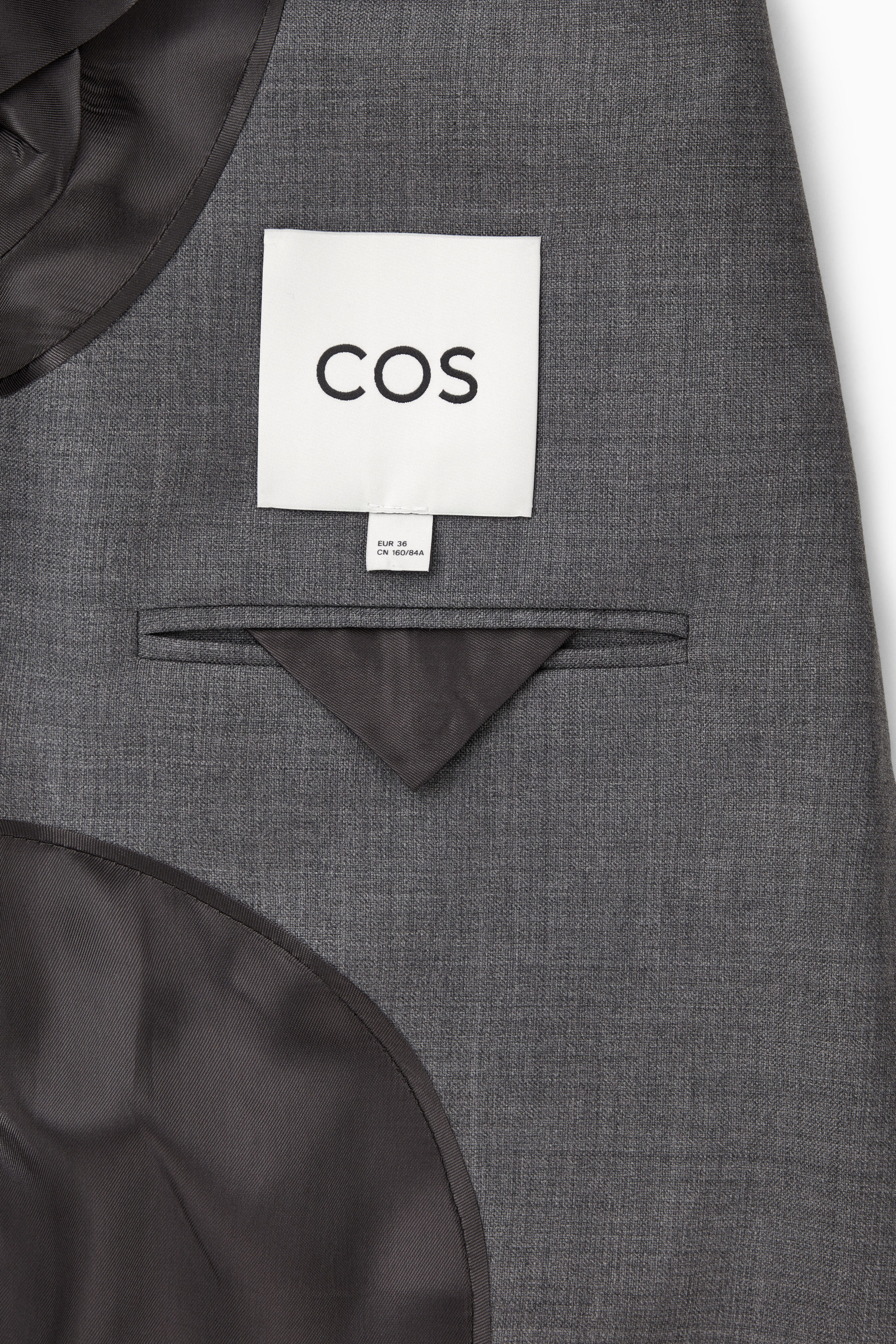 RELAXED BELTED DOUBLE-BREASTED WOOL BLAZER - GREY | COS