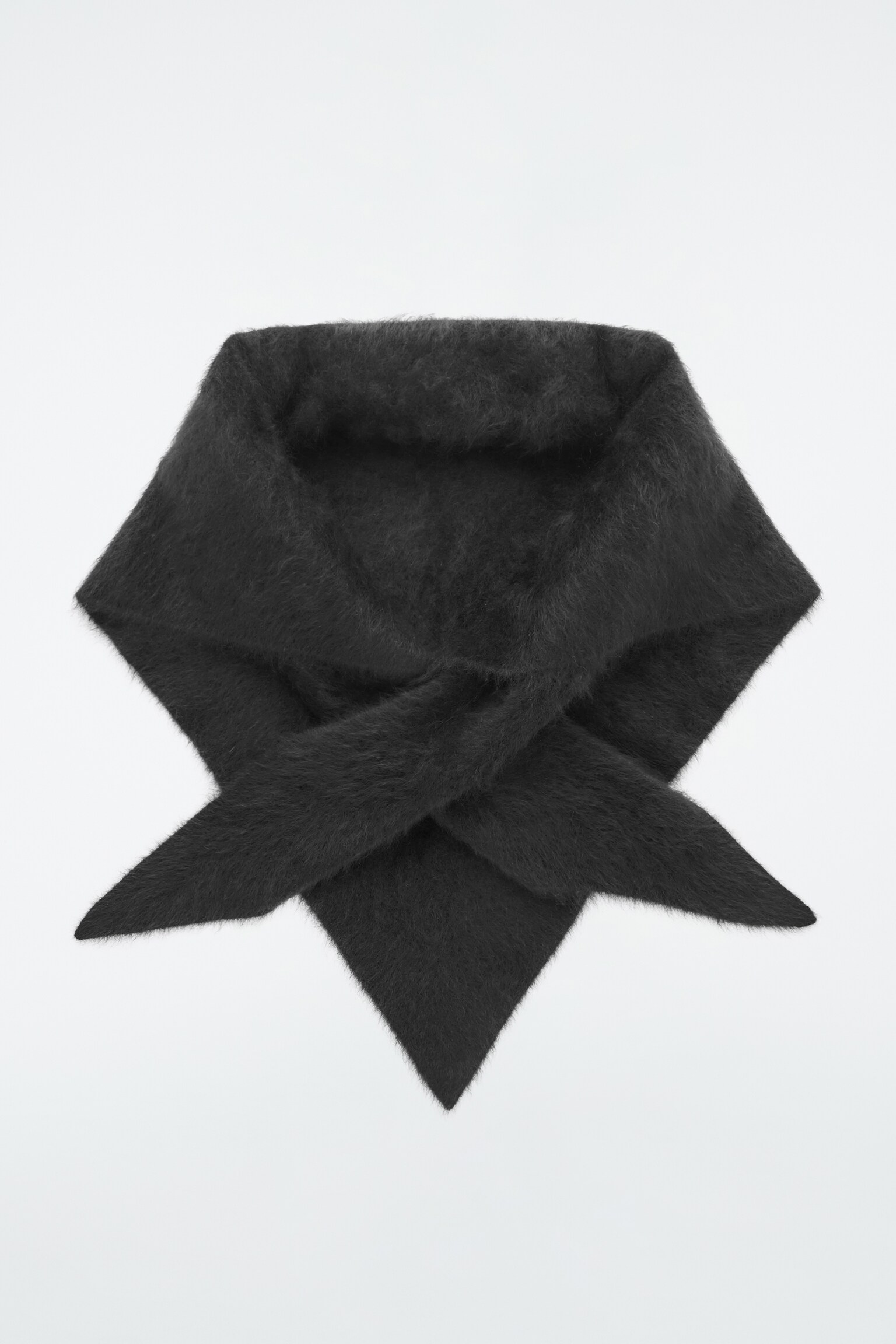 BRUSHED-CASHMERE TRIANGLE SCARF - BLACK