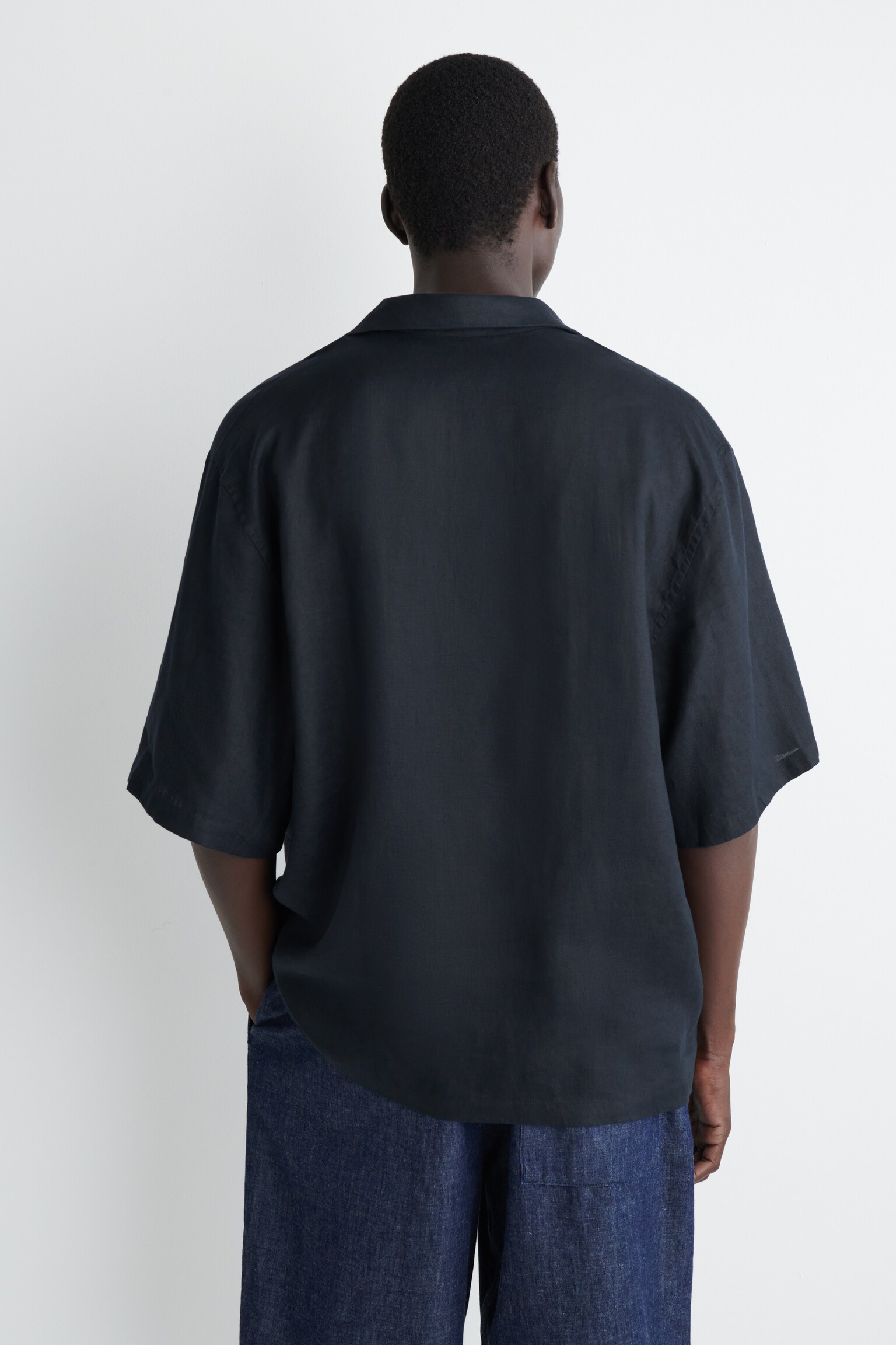 CAMISA DE LINO CON CUELLO ABIERTO - AZUL MARINO/AZUL CLARO/BLANCO - 3
