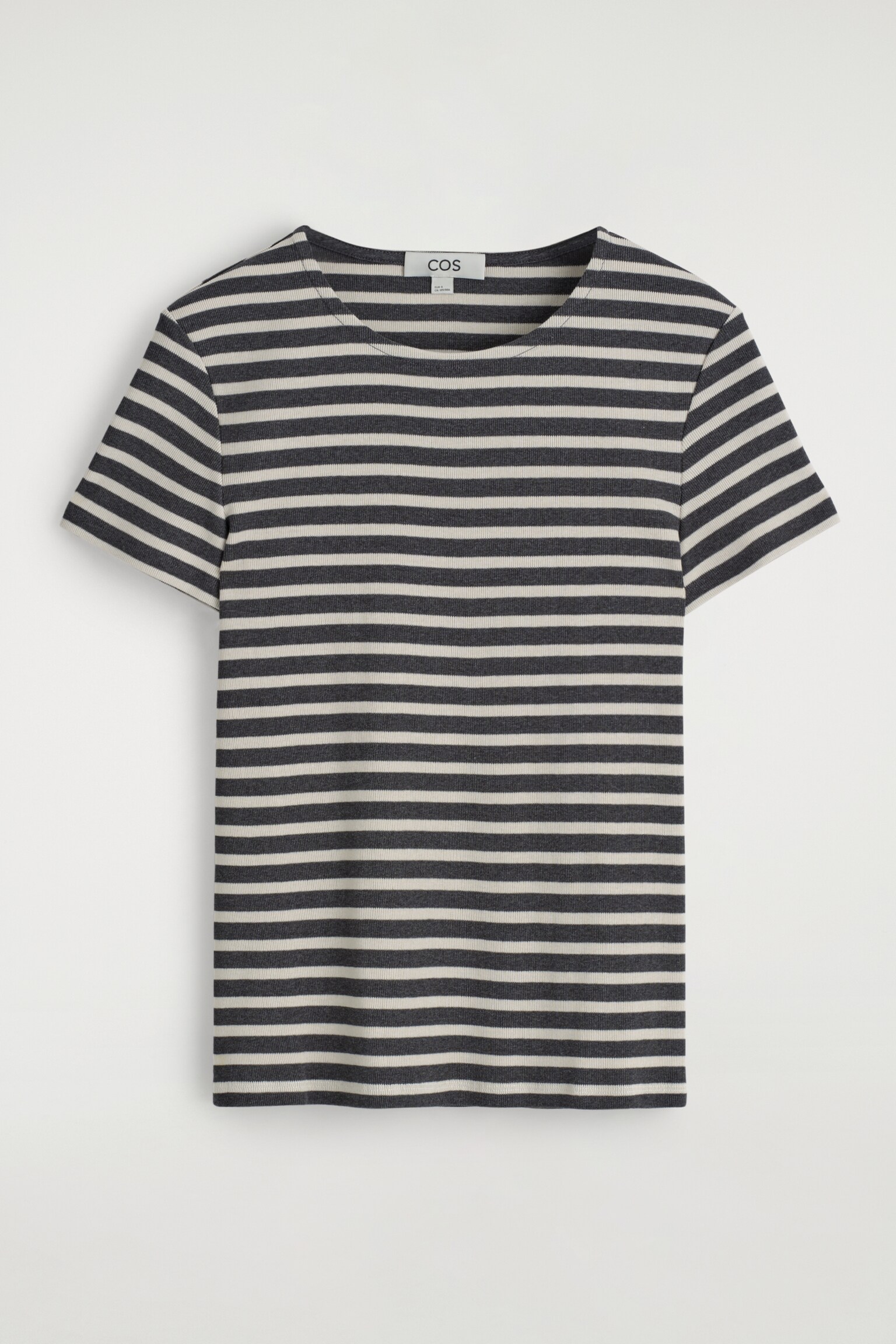 T-SHIRT COURT SLIM CÔTELÉ - GRIS / RAYÉ/BLANC / RAYURES - 2