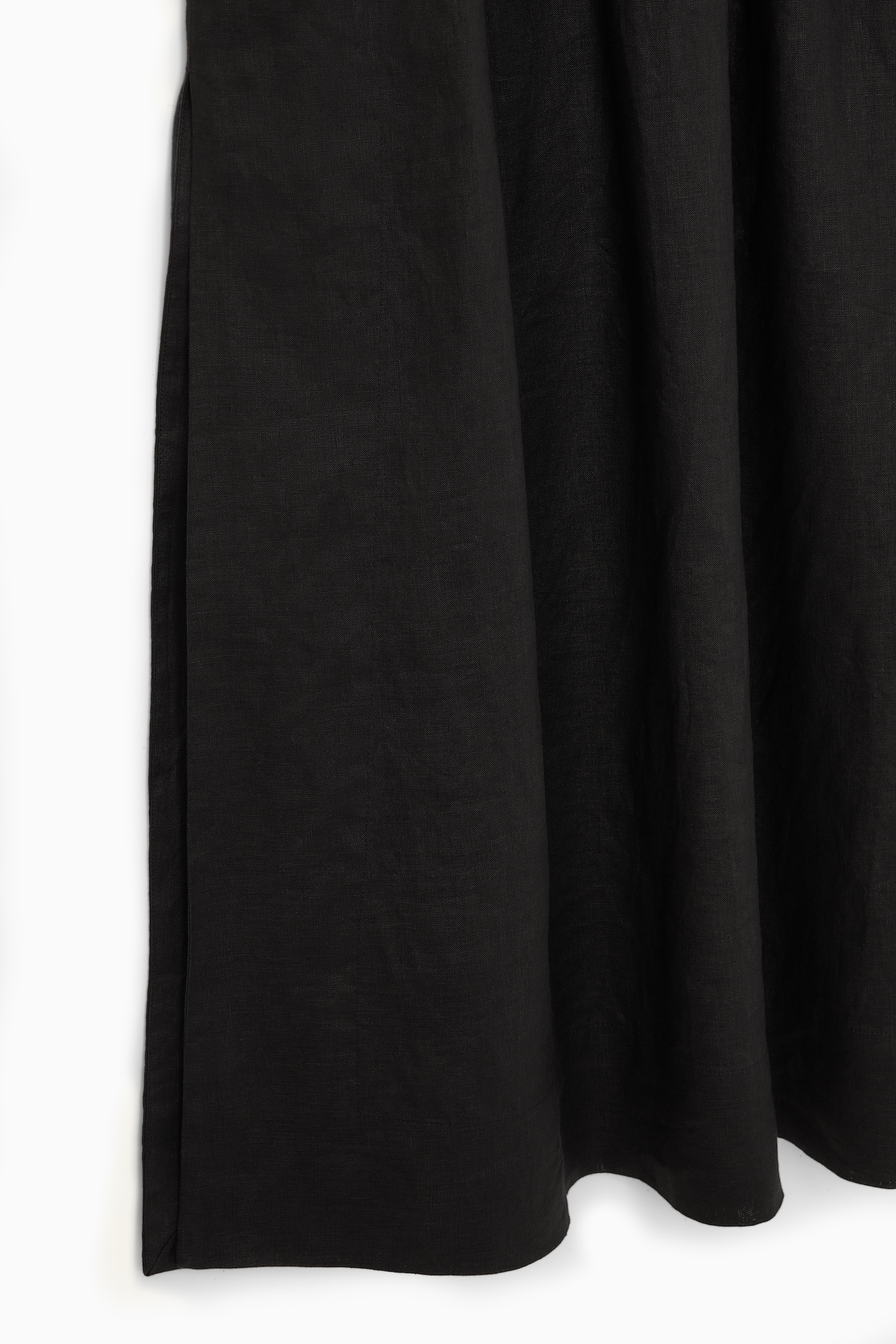 LINEN A-LINE MAXI SKIRT - BLACK - 2