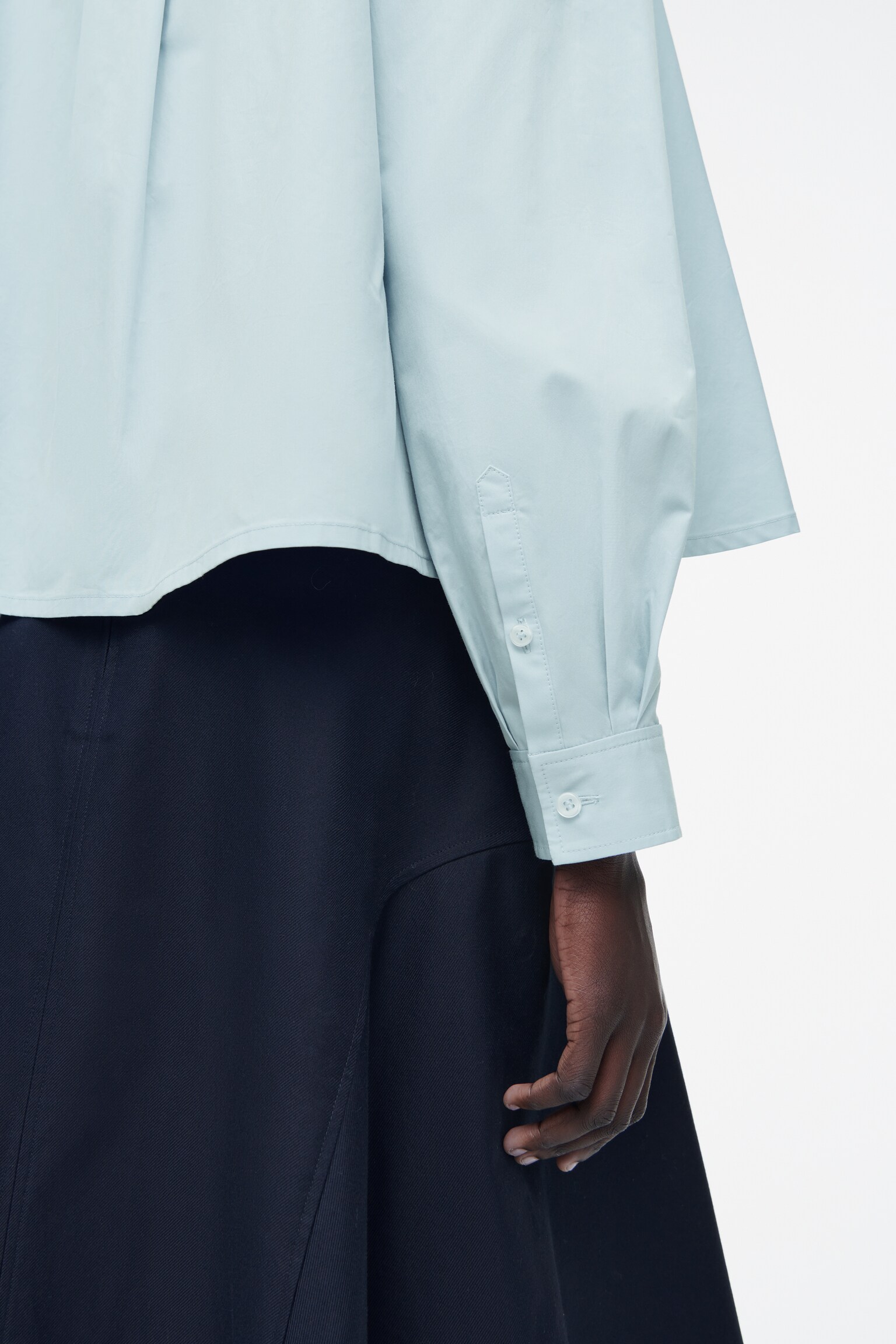 CHEMISE DÉCONTRACTÉE ÉVASÉE EN COTON - BLEU CIEL/NOIR - 6