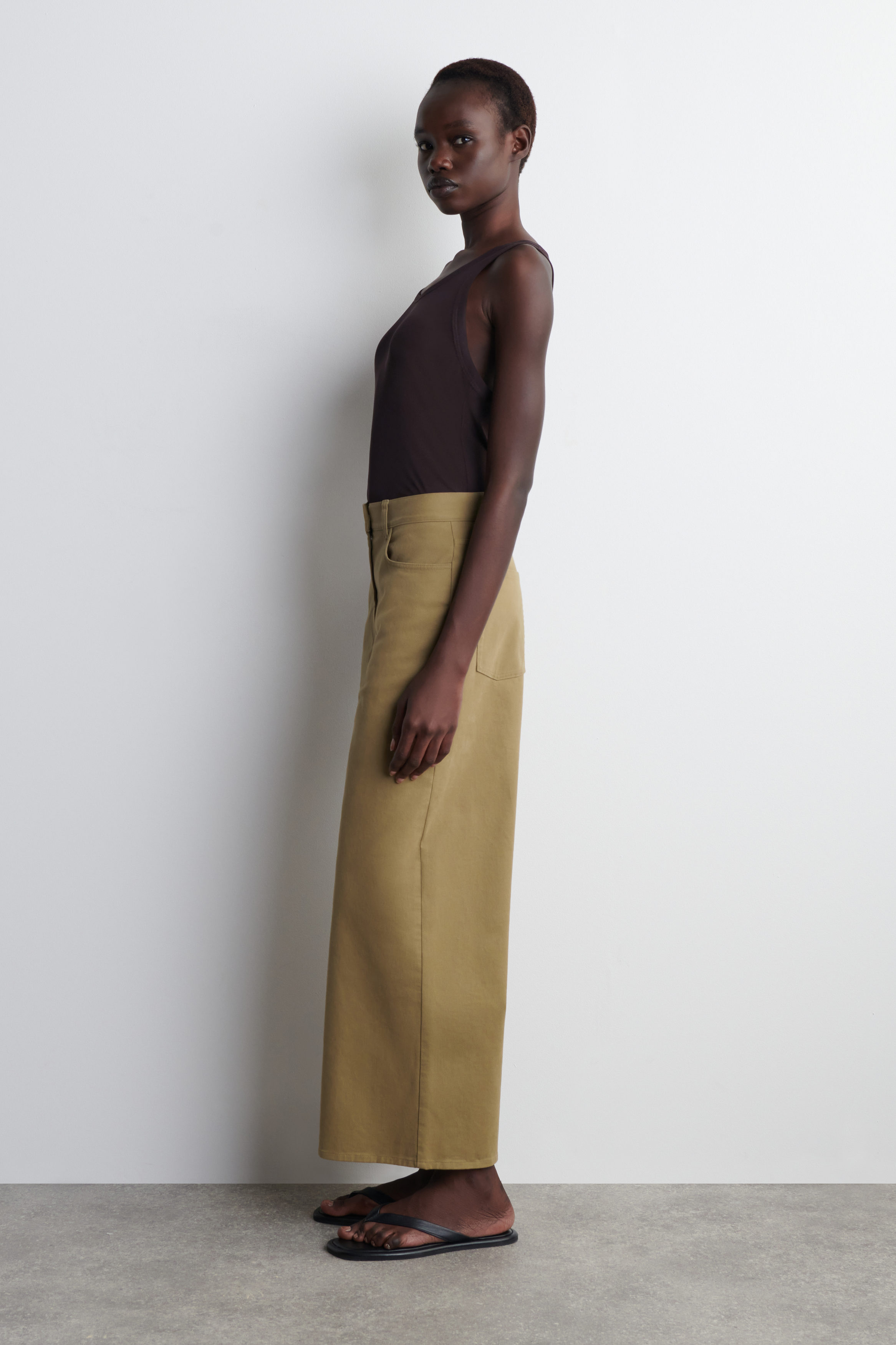 COTTON CROPPED WIDE-LEG TROUSERS - CAMEL | COS