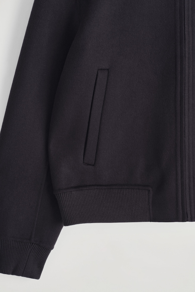DOUBLE-FACED WOOL BOMBER JACKET — NAVY