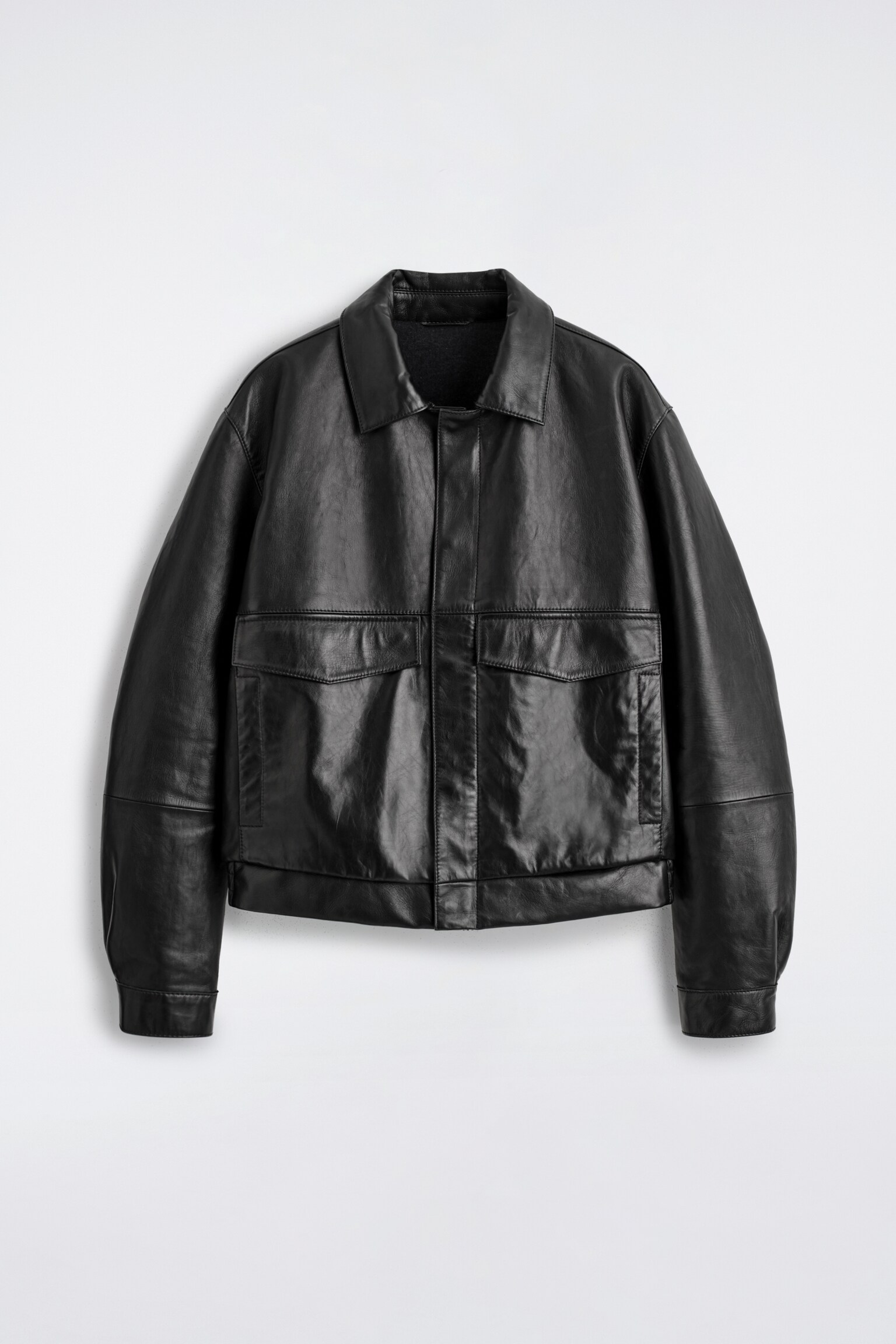LEATHER BLOUSON JACKET - BLACK - 2