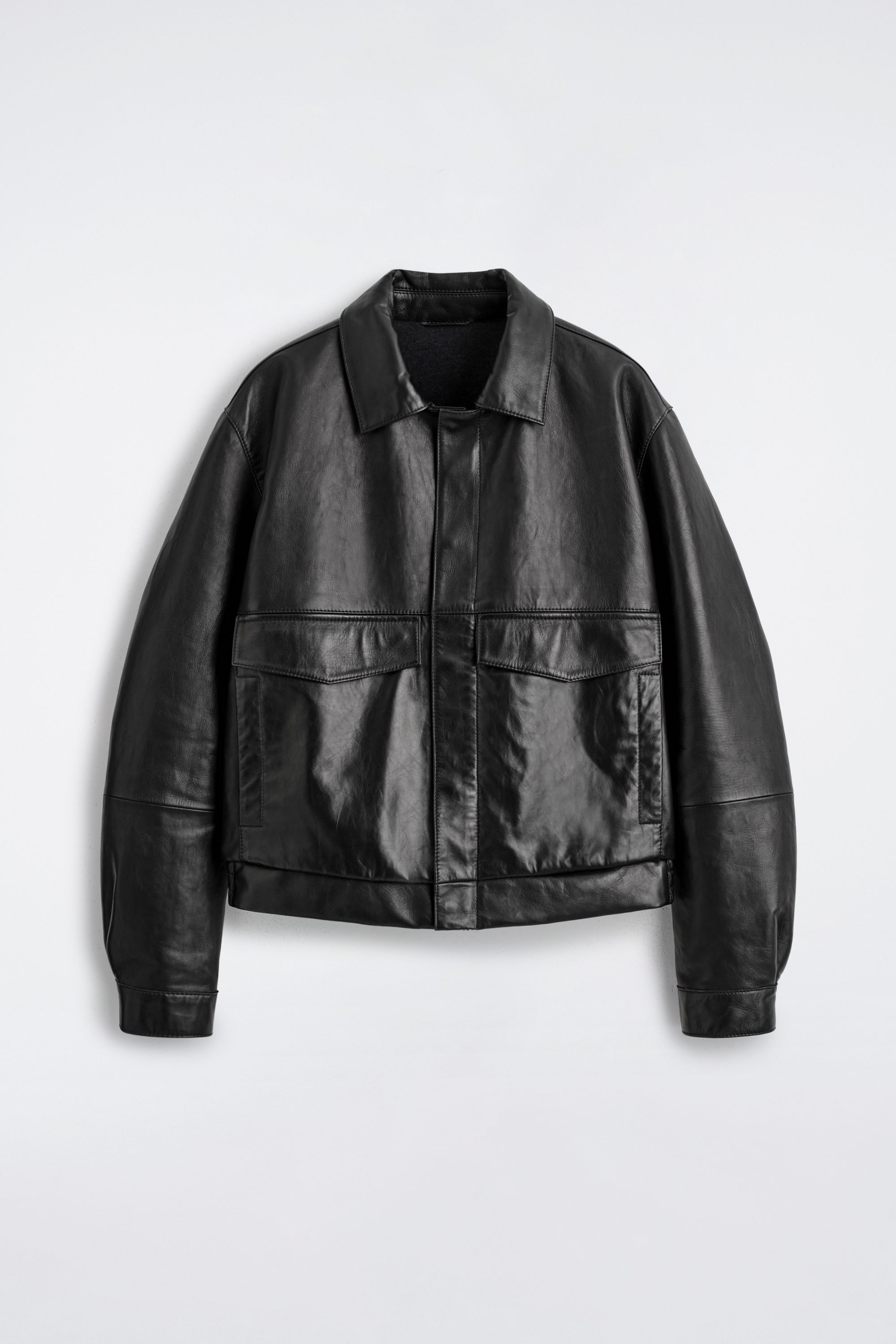 LEATHER BLOUSON JACKET - BLACK | COS