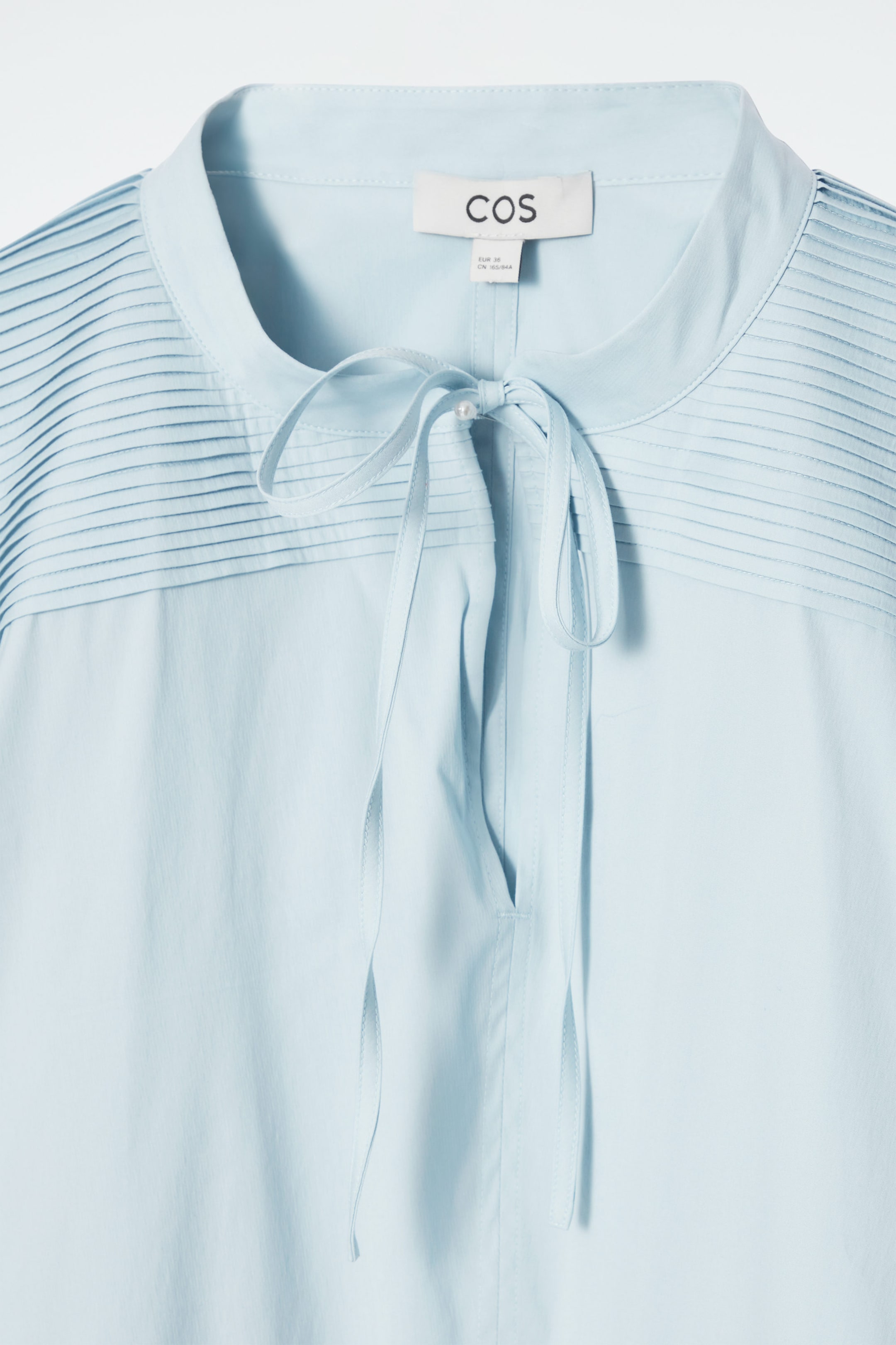 TIE-DETAIL PLEATED BLOUSE - POWDER BLUE