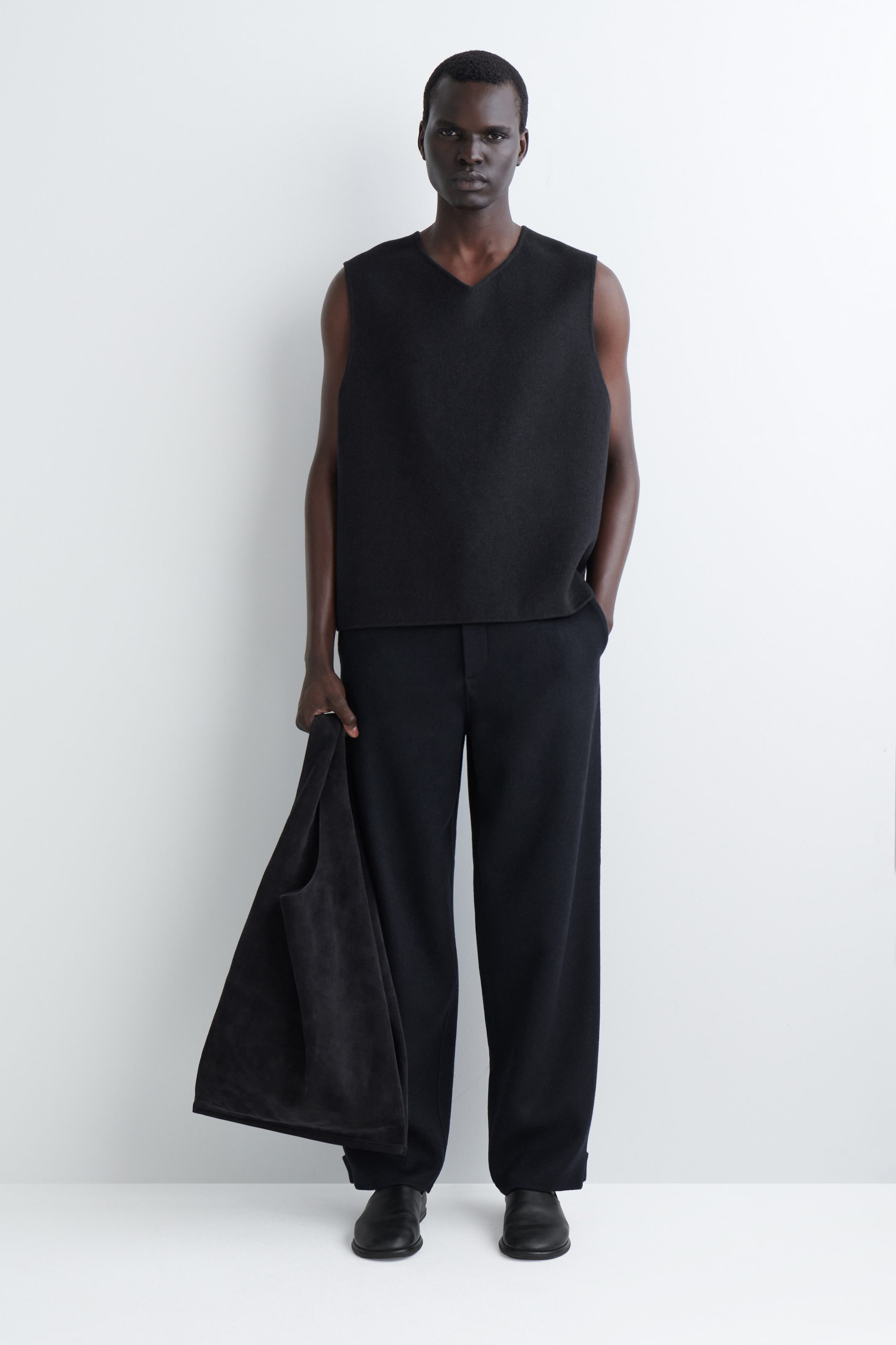 SPLIT WOOL TAPERED PANTS