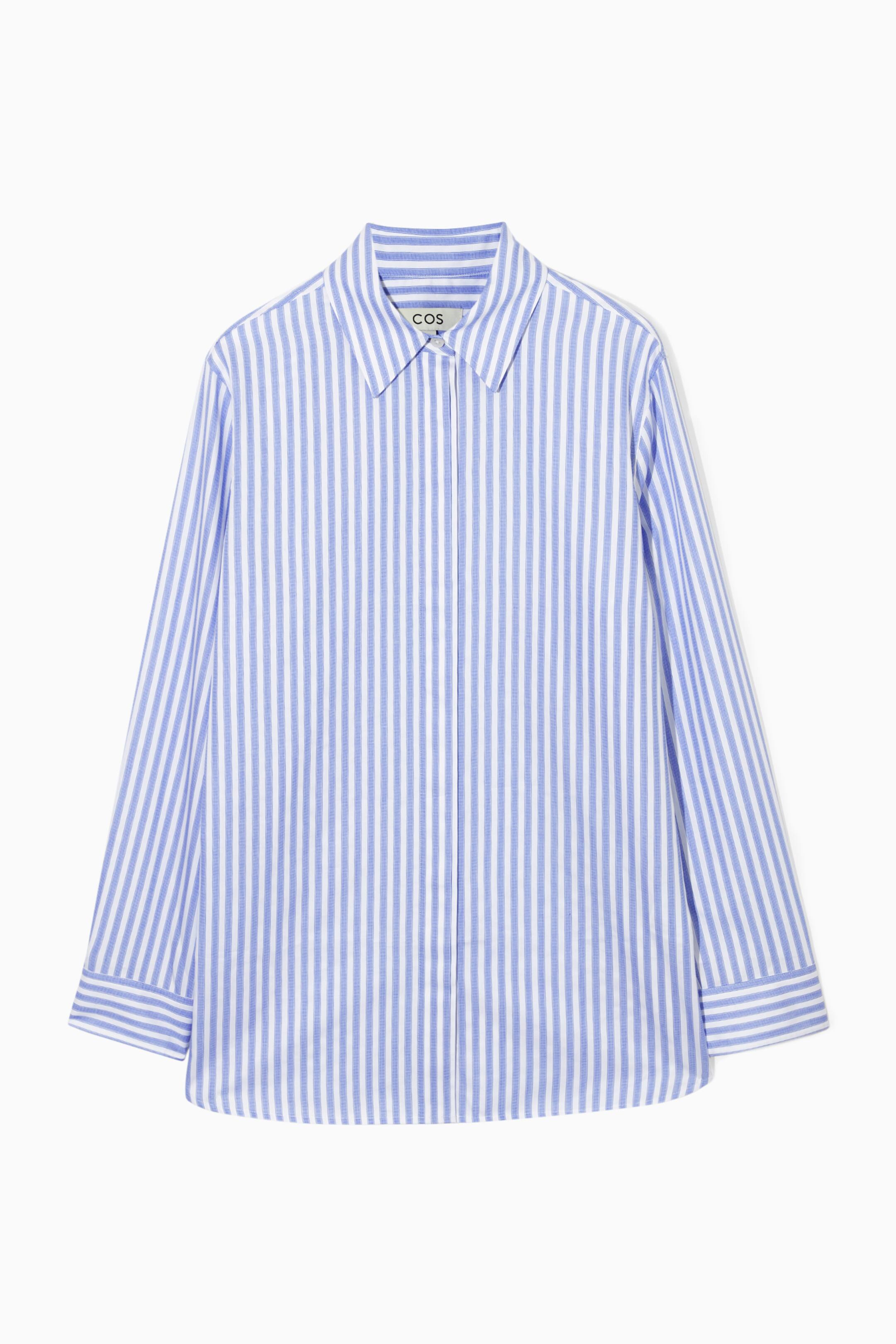 View larger image: MINIMAL CONCEALED-PLACKET SHIRT - BLUE / WHITE / STRIPED - Ladies | H&M GB 1