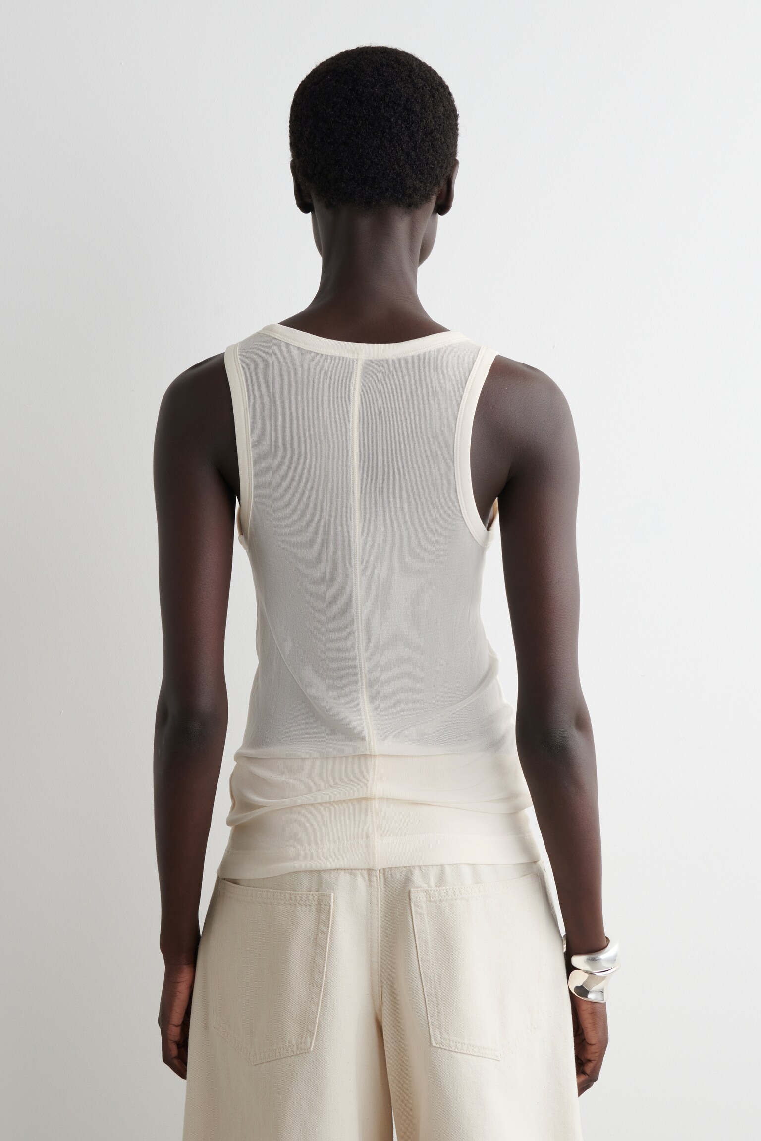 CAMISETA DE TIRANTES DE SEDA - BLANCO - 8