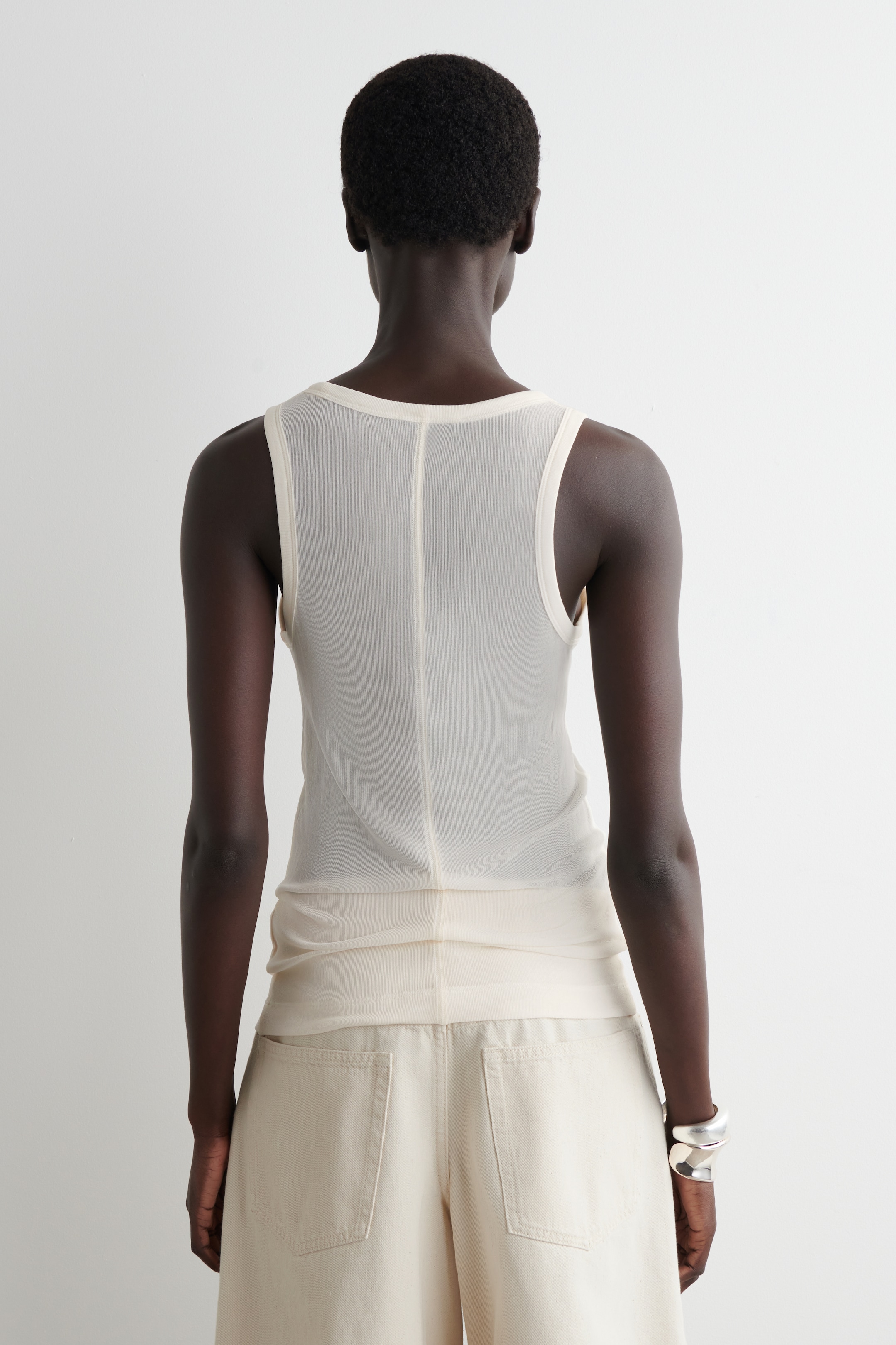 Ingrandisci l'immagine: RIBBED SILK TANK TOP - WHITE - DONNA | H&M CH 3