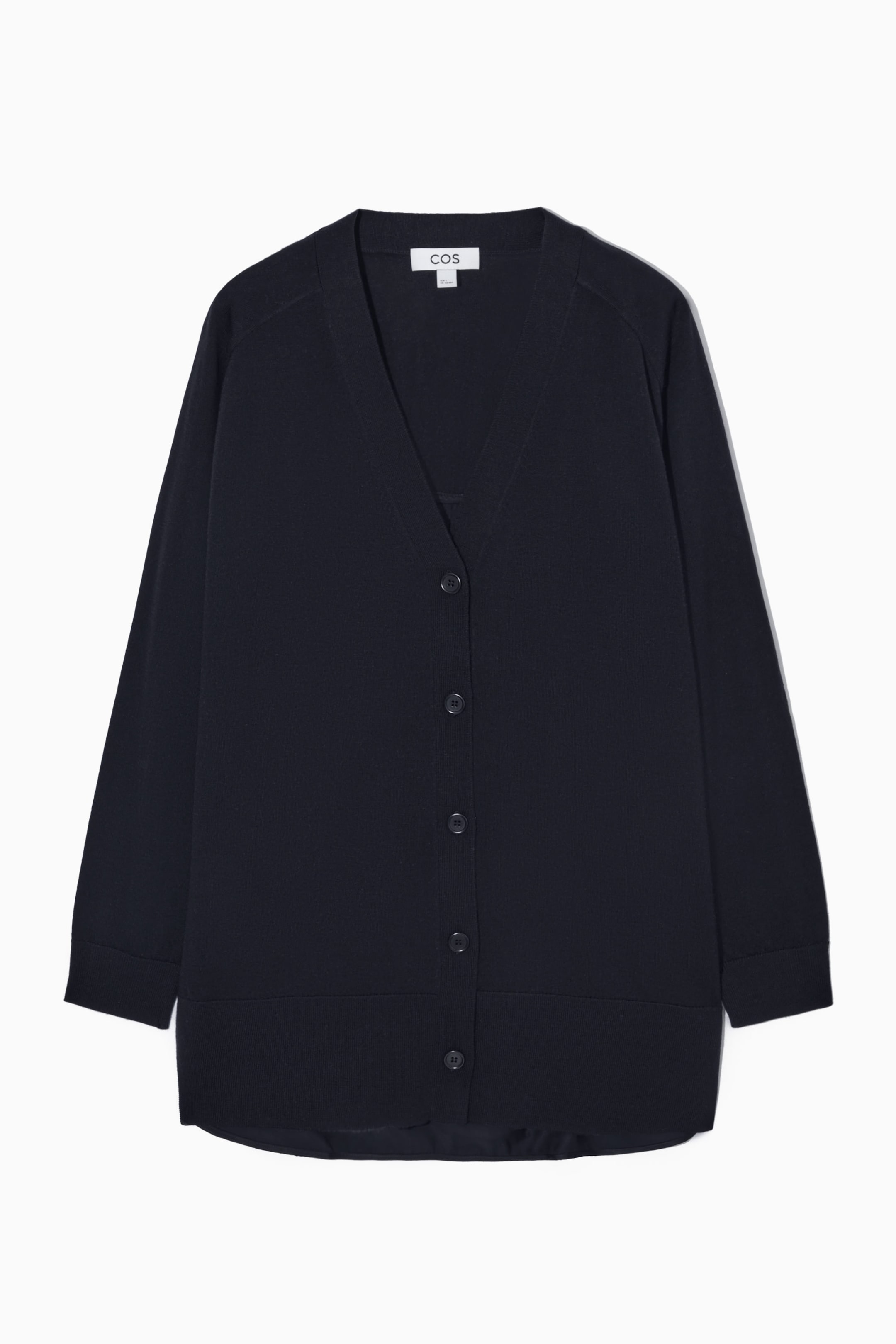 CONTRAST-PANEL MERINO WOOL CARDIGAN