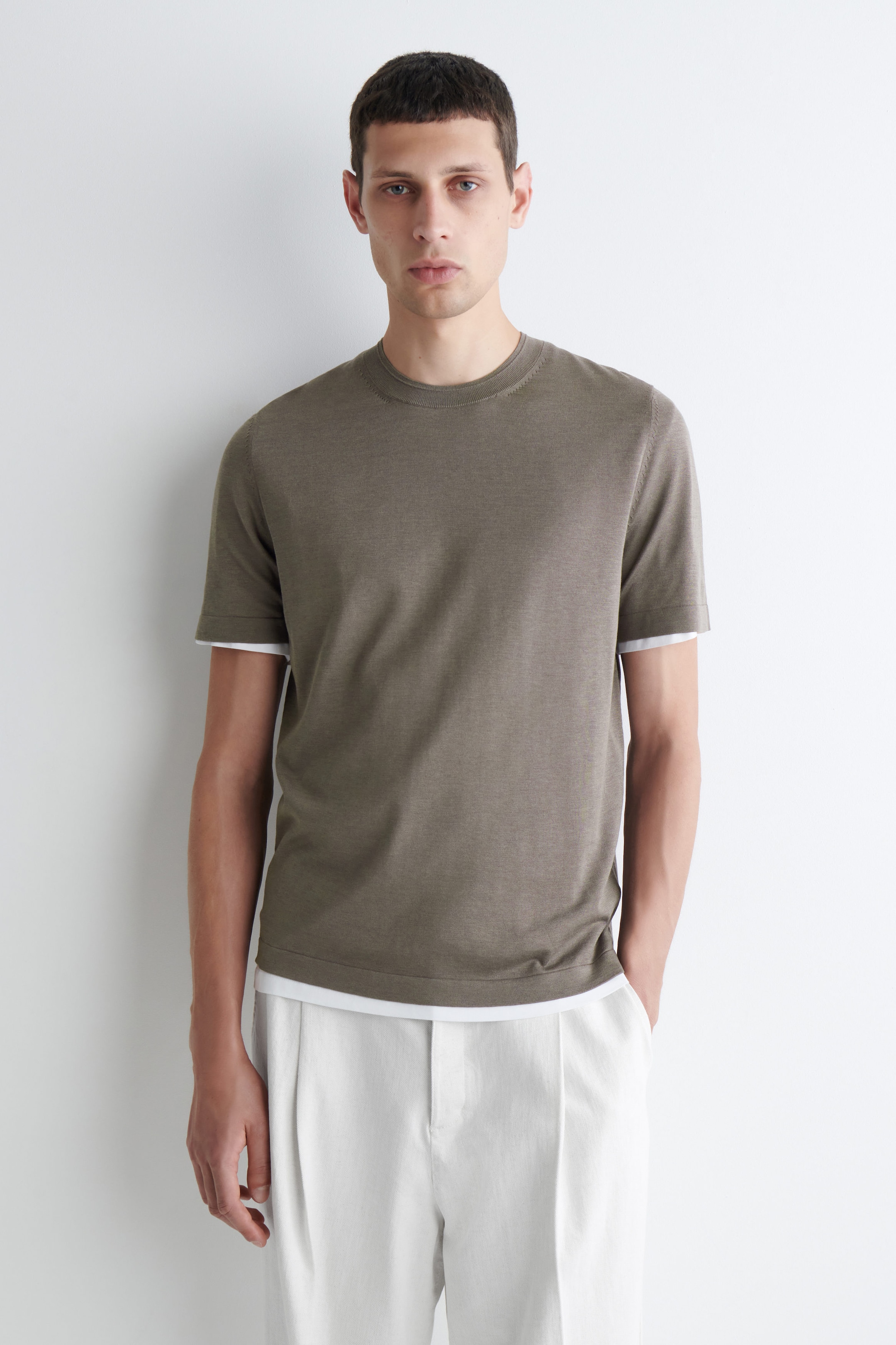 SLIM KNITTED SILK T-SHIRT