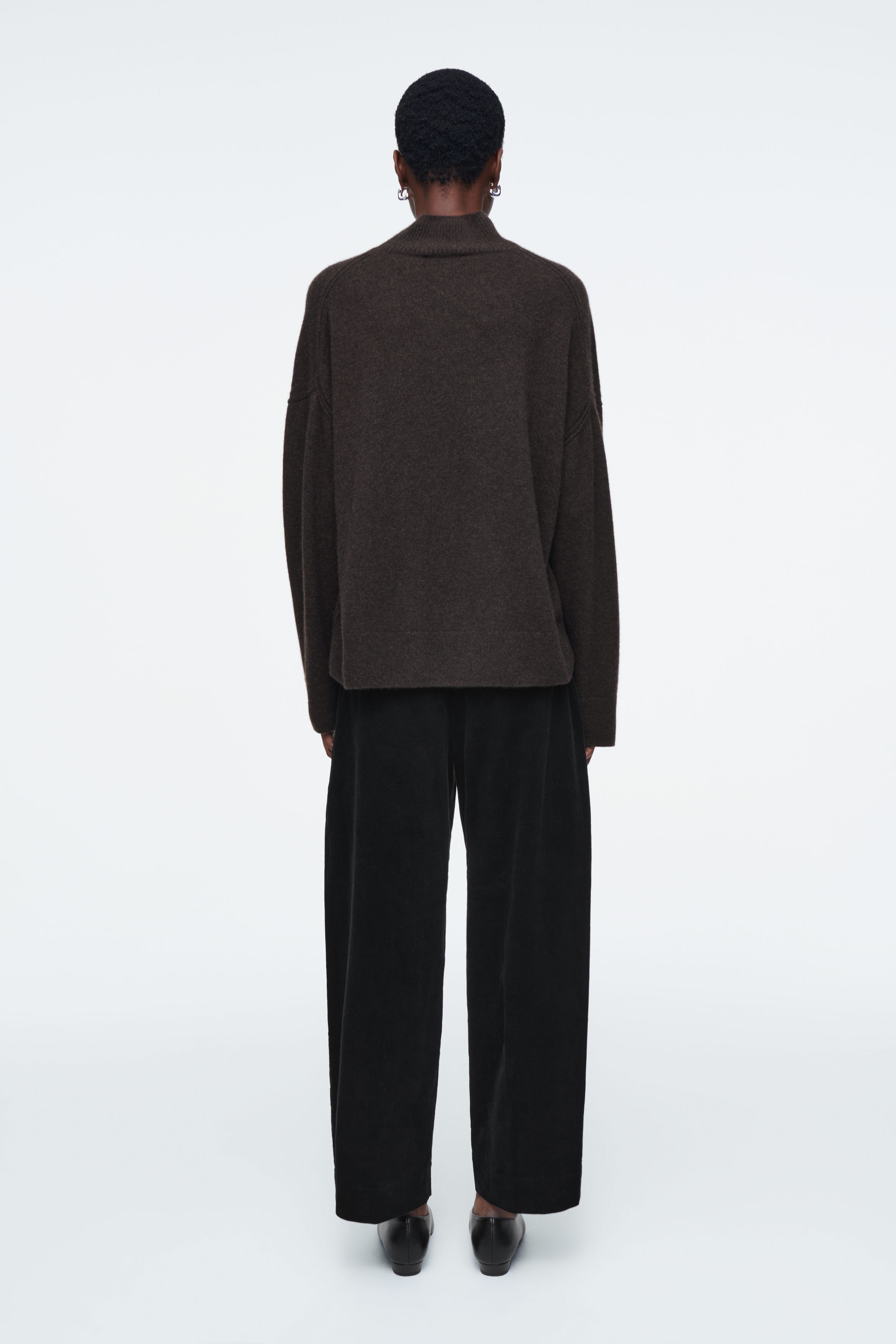 CROPPED CORDUROY TROUSERS - BLACK | COS