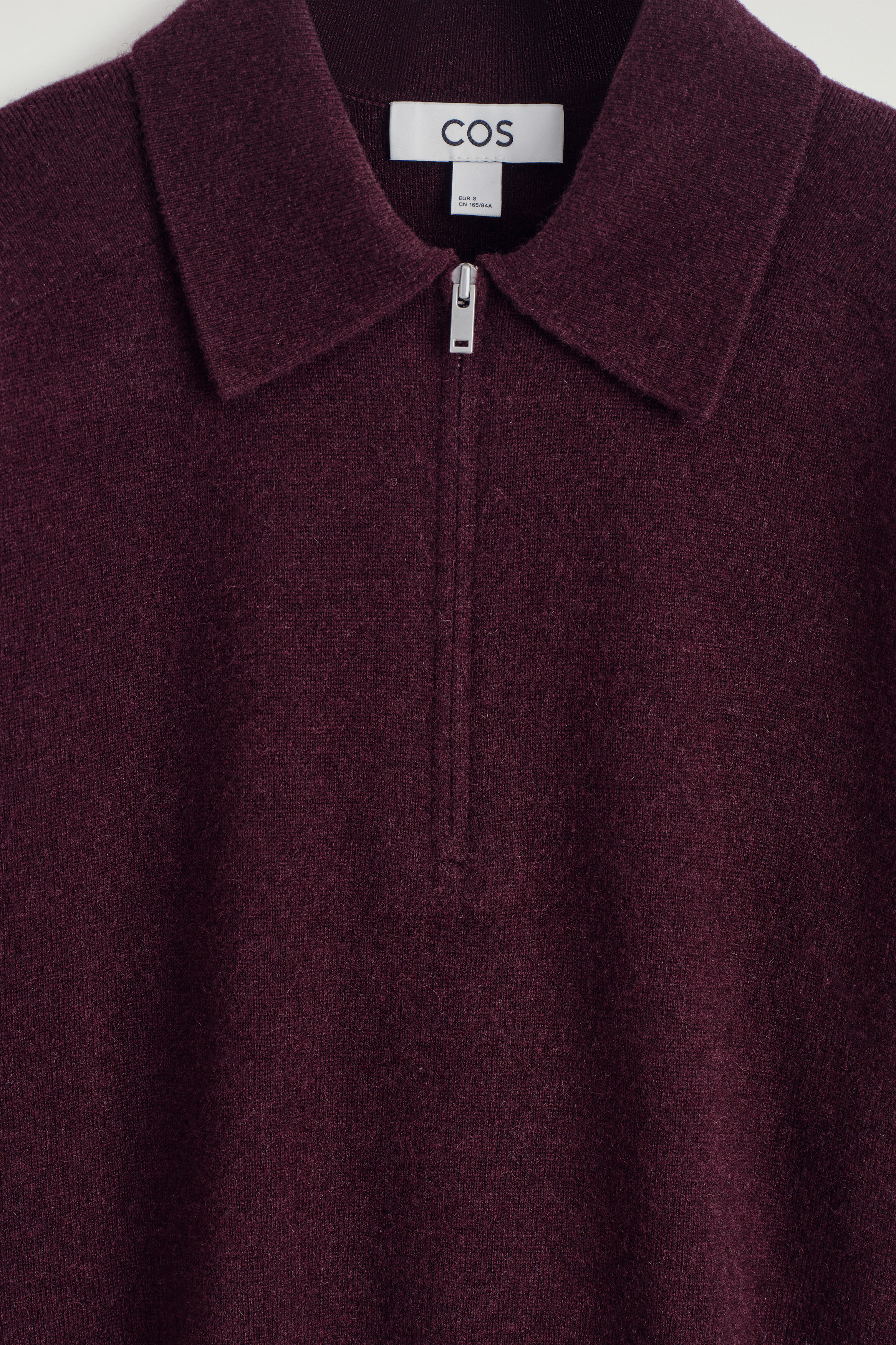 MERINO WOOL-YAK ZIP-UP POLO SHIRT - BURGUNDY | COS US
