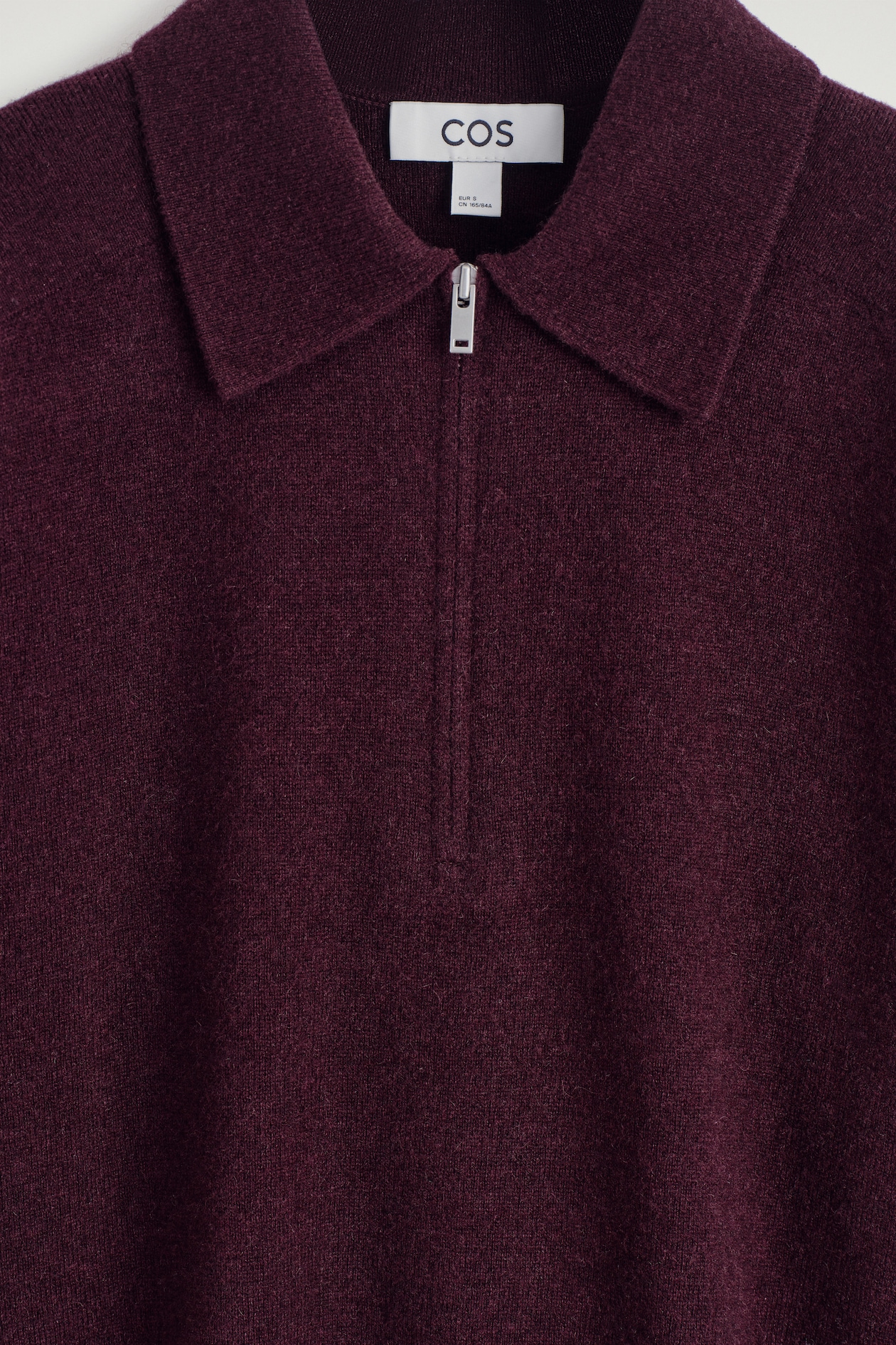 MERINO WOOL-YAK ZIP-UP POLO SHIRT — BURGUNDY