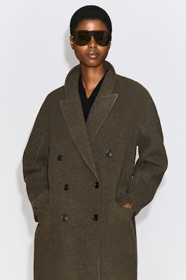 TAILORED DOUBLE-FACED WOOL LONG COAT — BROWN MÉLANGE 5