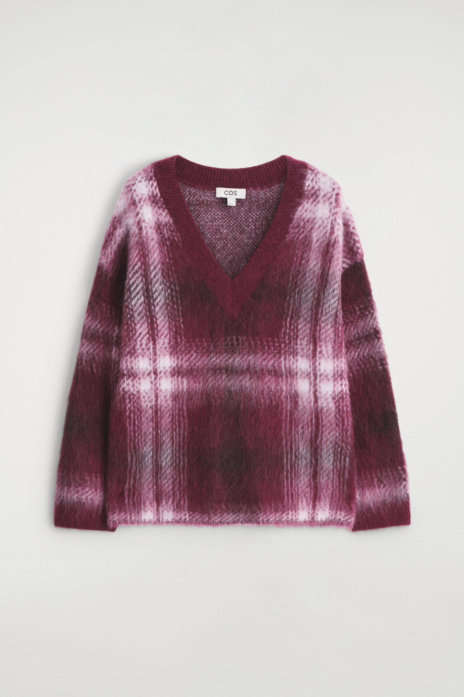 JERSEY DE CUADROS EN MEZCLA DE ALPACA - BURDEOS/CUADROS - 2