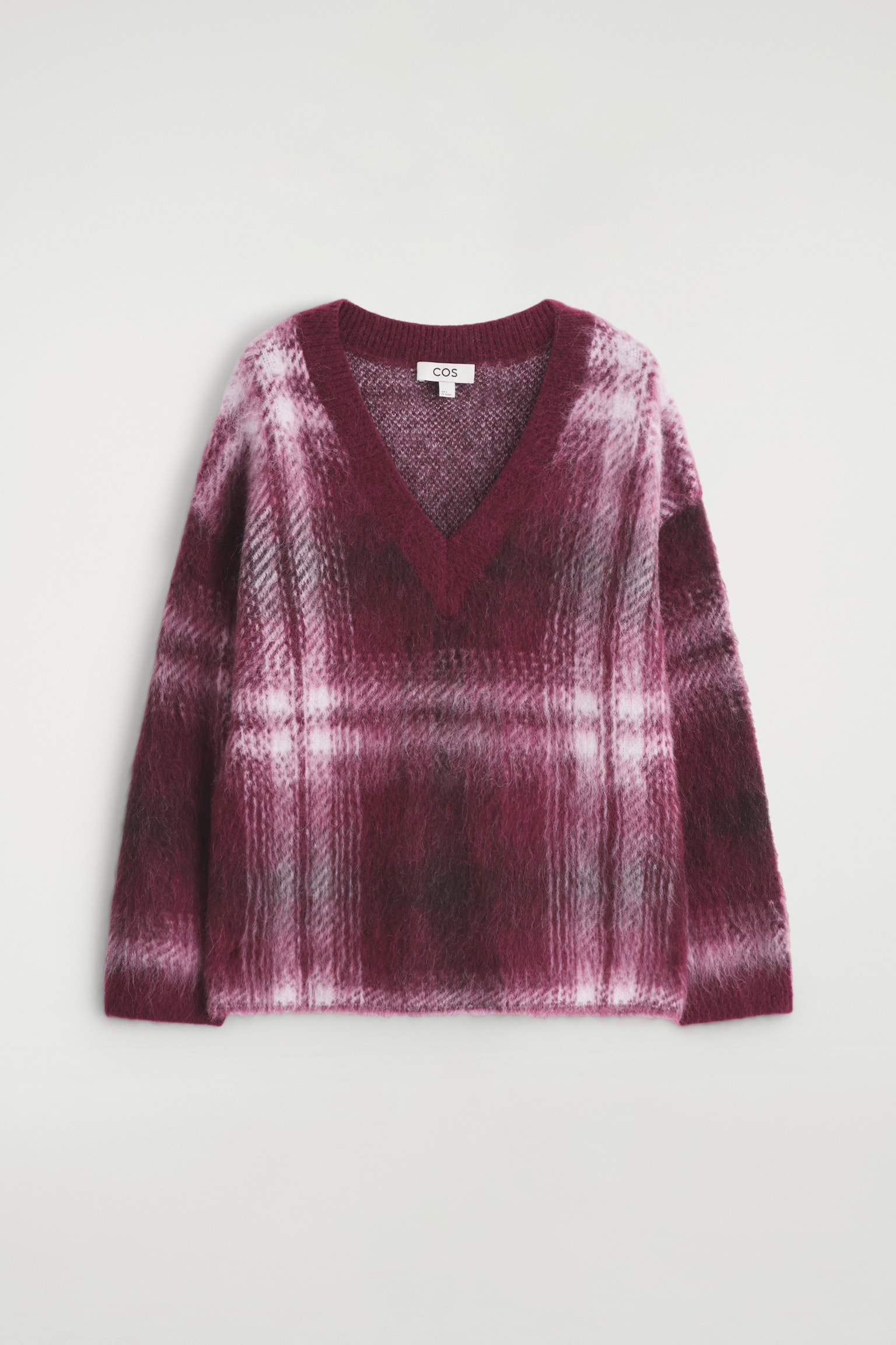 JERSEY DE CUADROS EN MEZCLA DE ALPACA - BURDEOS/CUADROS - 2