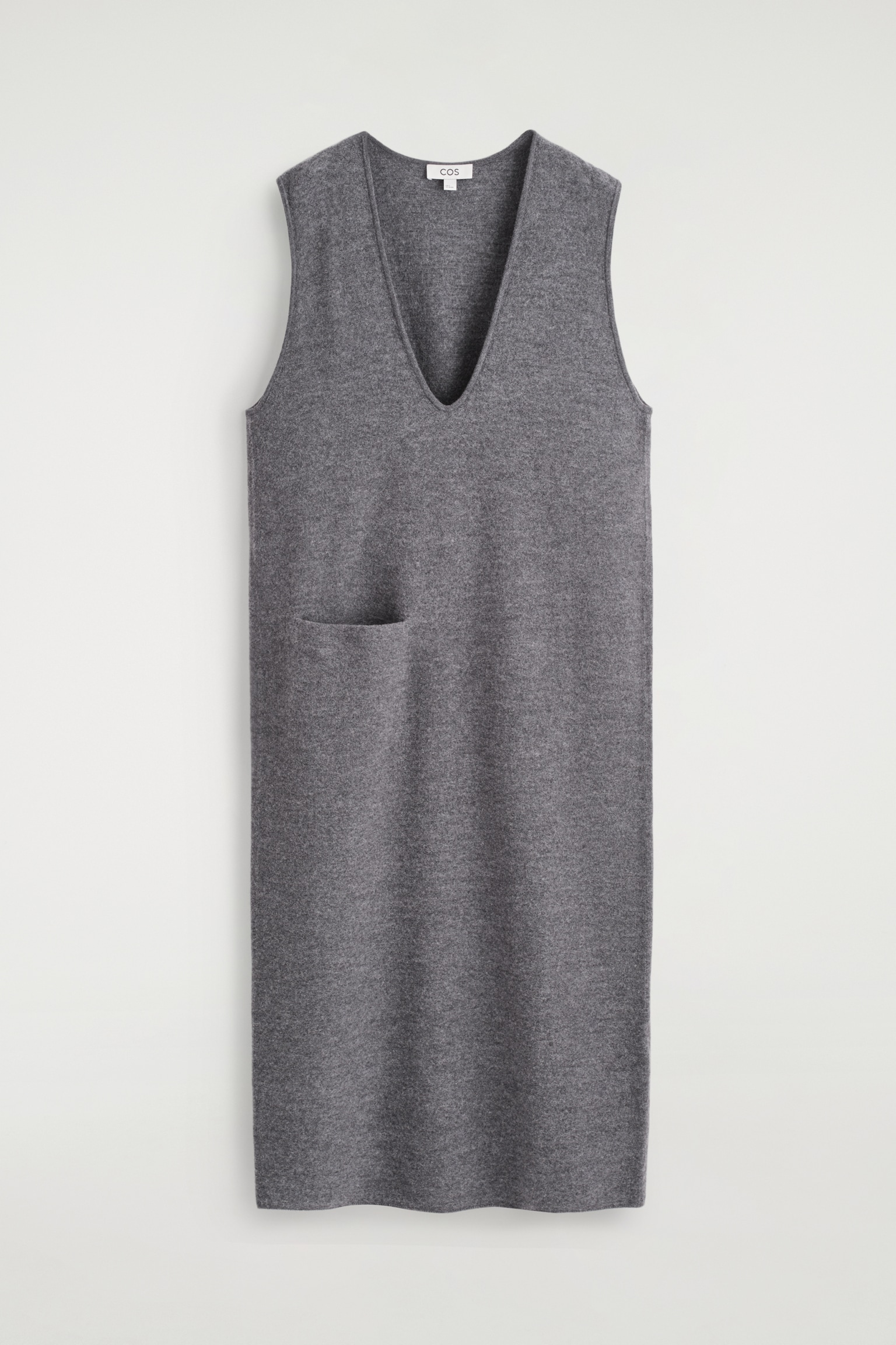 ROBE MIDI EN LAINE BOUILLIE - GRIS CHINÉ/BRUN FONCÉ - 2