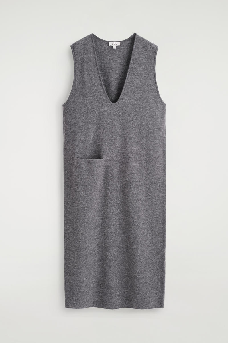Cos Boiled-wool Midi Dress In Gray