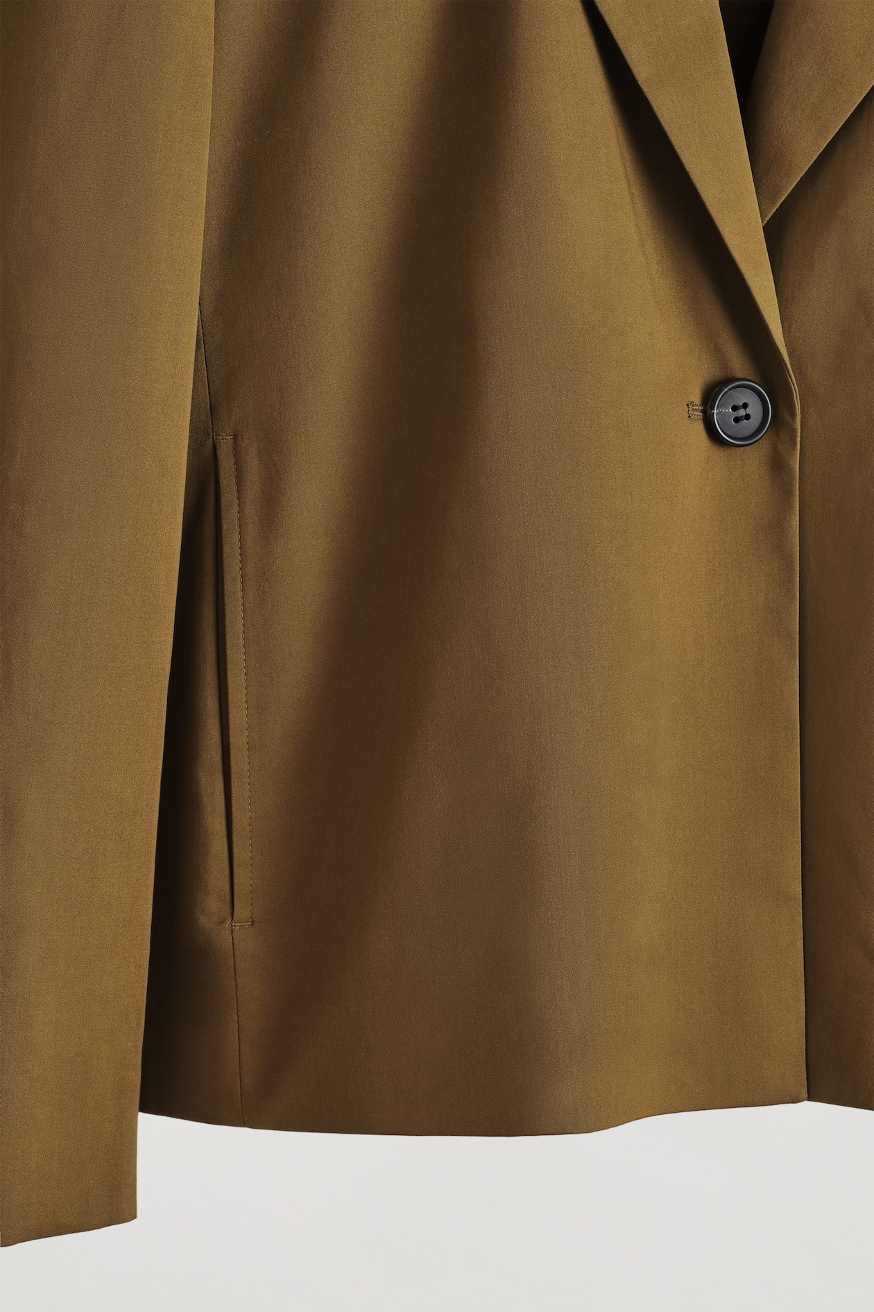 SINGLE-BUTTON COTTON BLAZER — BROWN