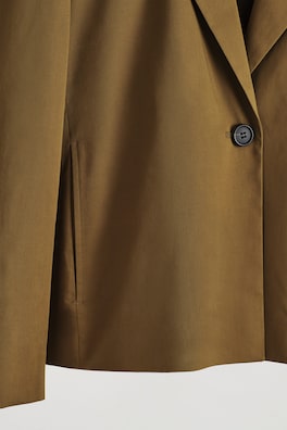 SINGLE-BUTTON COTTON BLAZER — BROWN 1