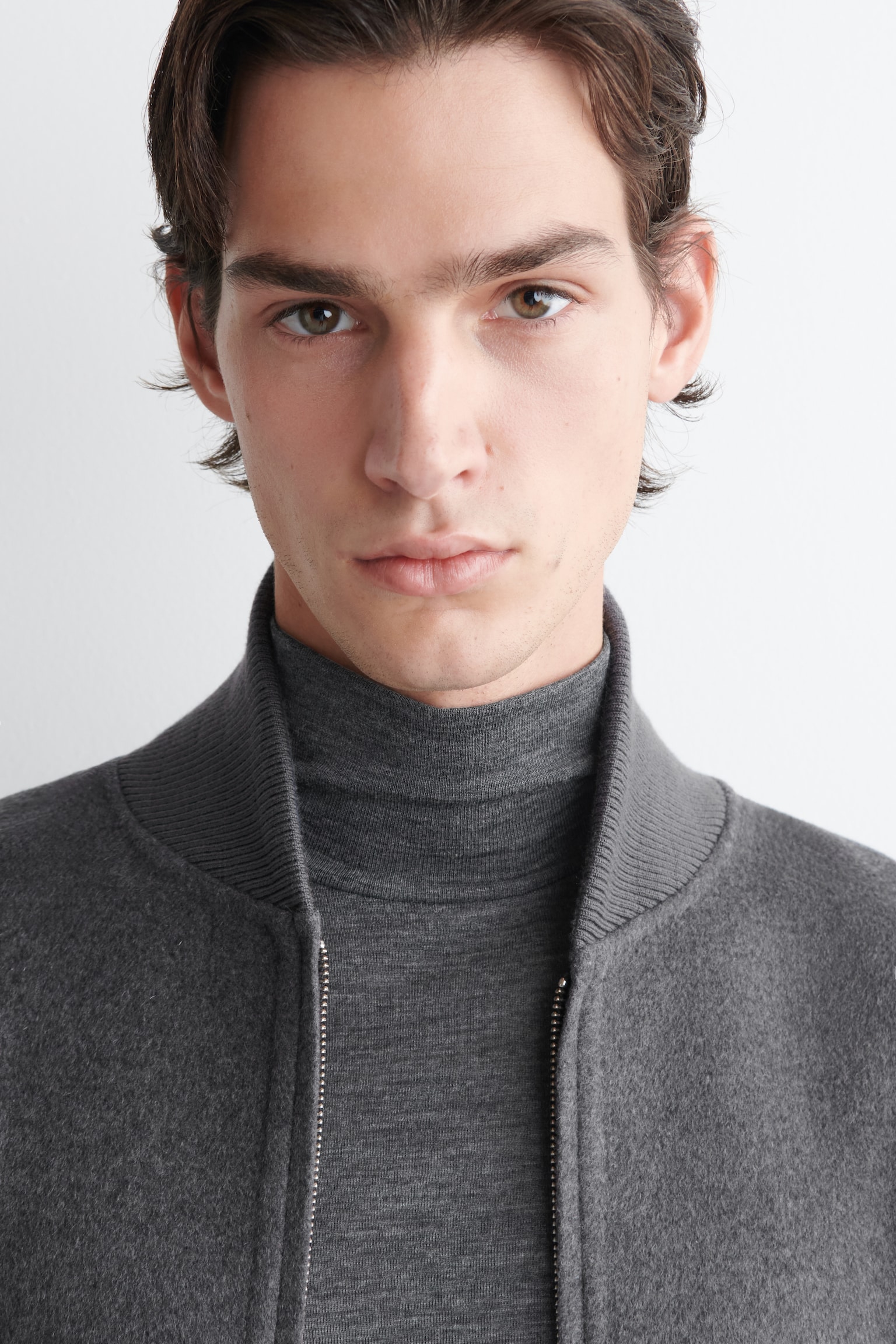 HAUT À COL ROULÉ SLIM EN JERSEY DE LAINE - GRIS FONCÉ/BRUN FONCÉ/NOIR - 5