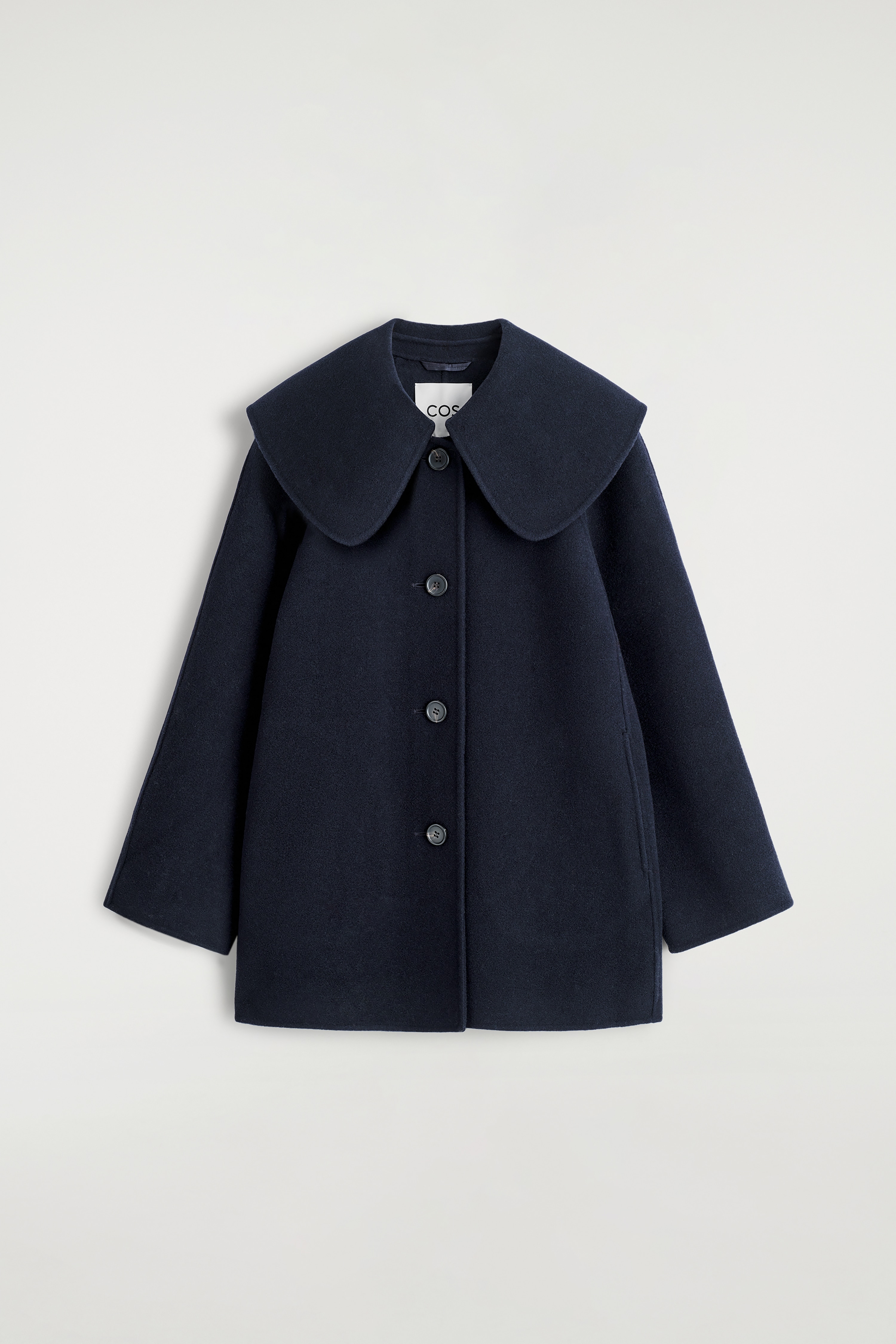 COLLARED DOUBLE-FACED WOOL JACKET - NAVY