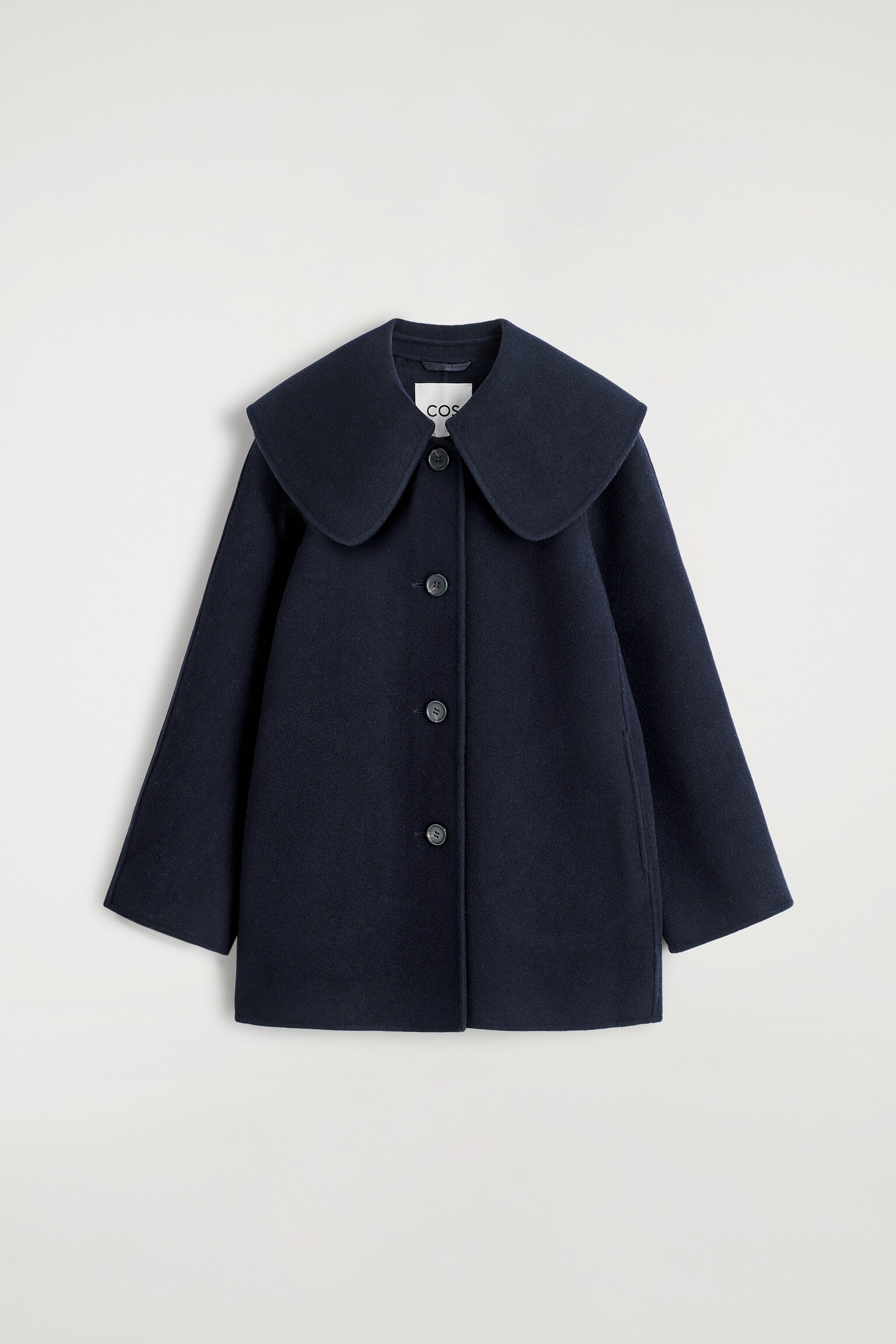 CHAQUETA DE LANA DE DOBLE FAZ CON CUELLO - AZUL MARINO - 2
