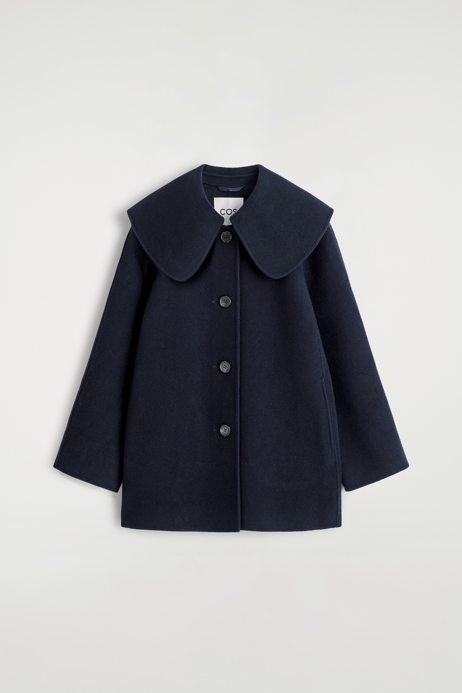 COLLARED DOUBLE-FACED WOOL JACKET - NAVY - 2