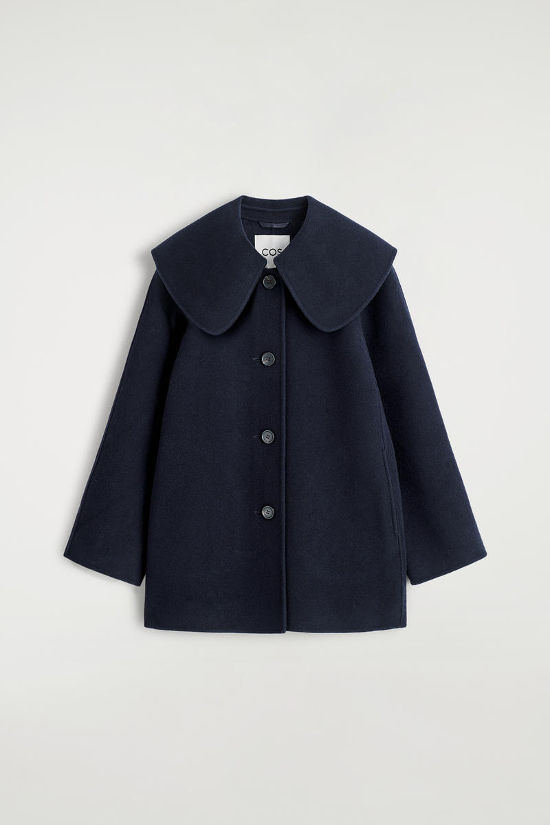 Cos Collared Double-faced Wool Jacket In Blue