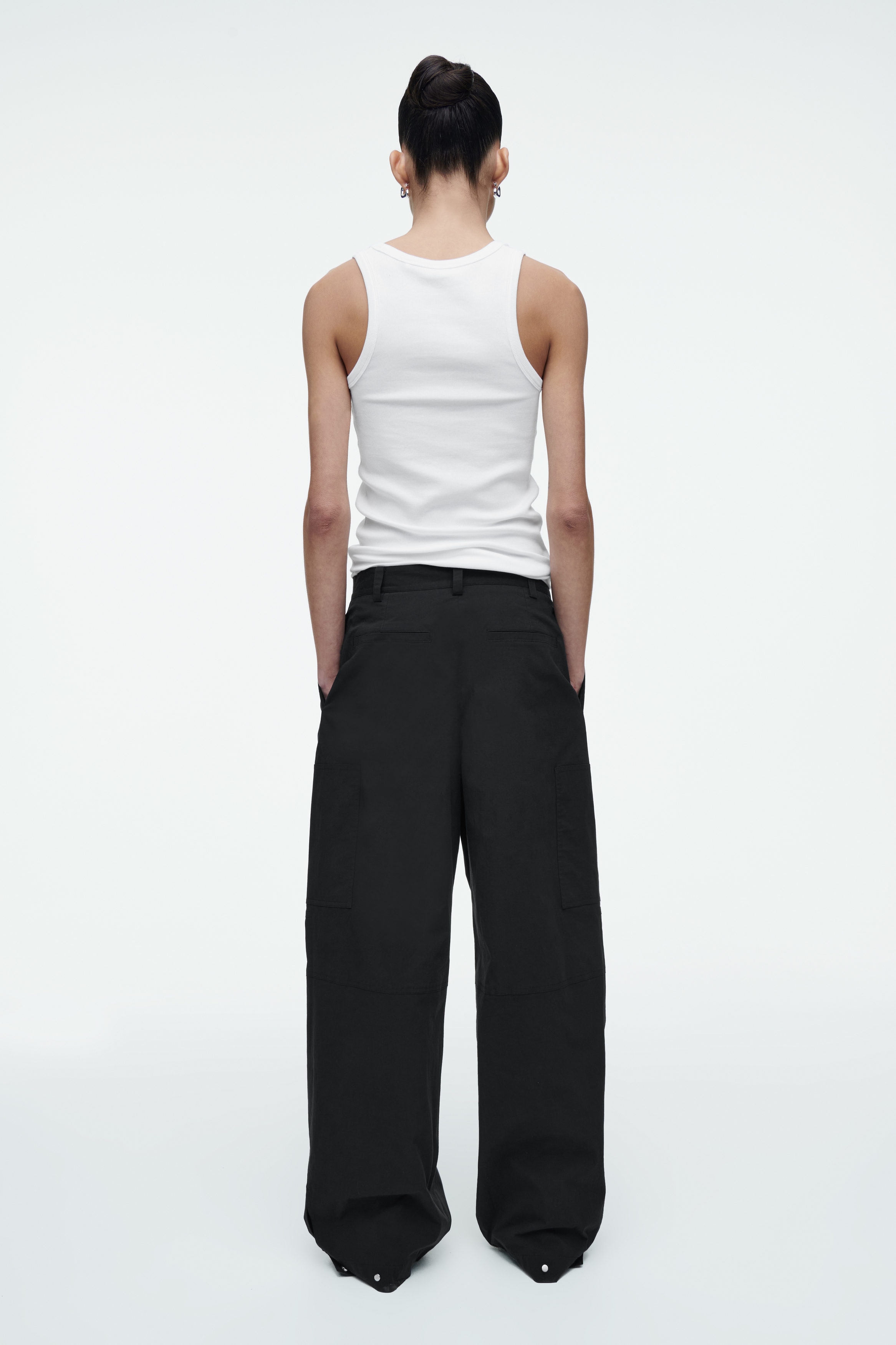 UTILITY BARREL-LEG CARGO TROUSERS - BLACK | COS