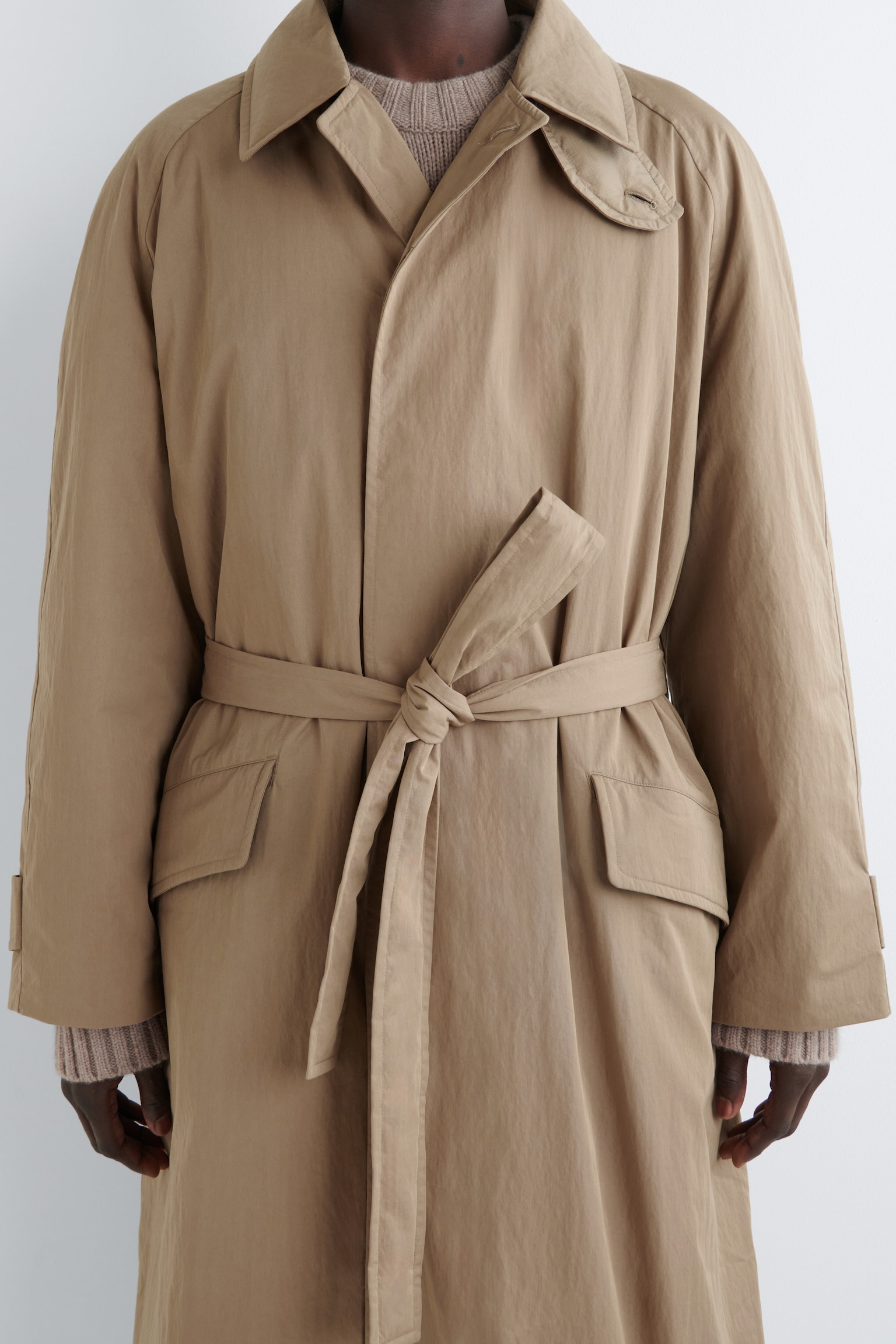 MANTEAU MATELASSÉ ET CEINTURÉ À COL CHEMINÉE - BEIGE/BEIGE / CARREAUX - 7