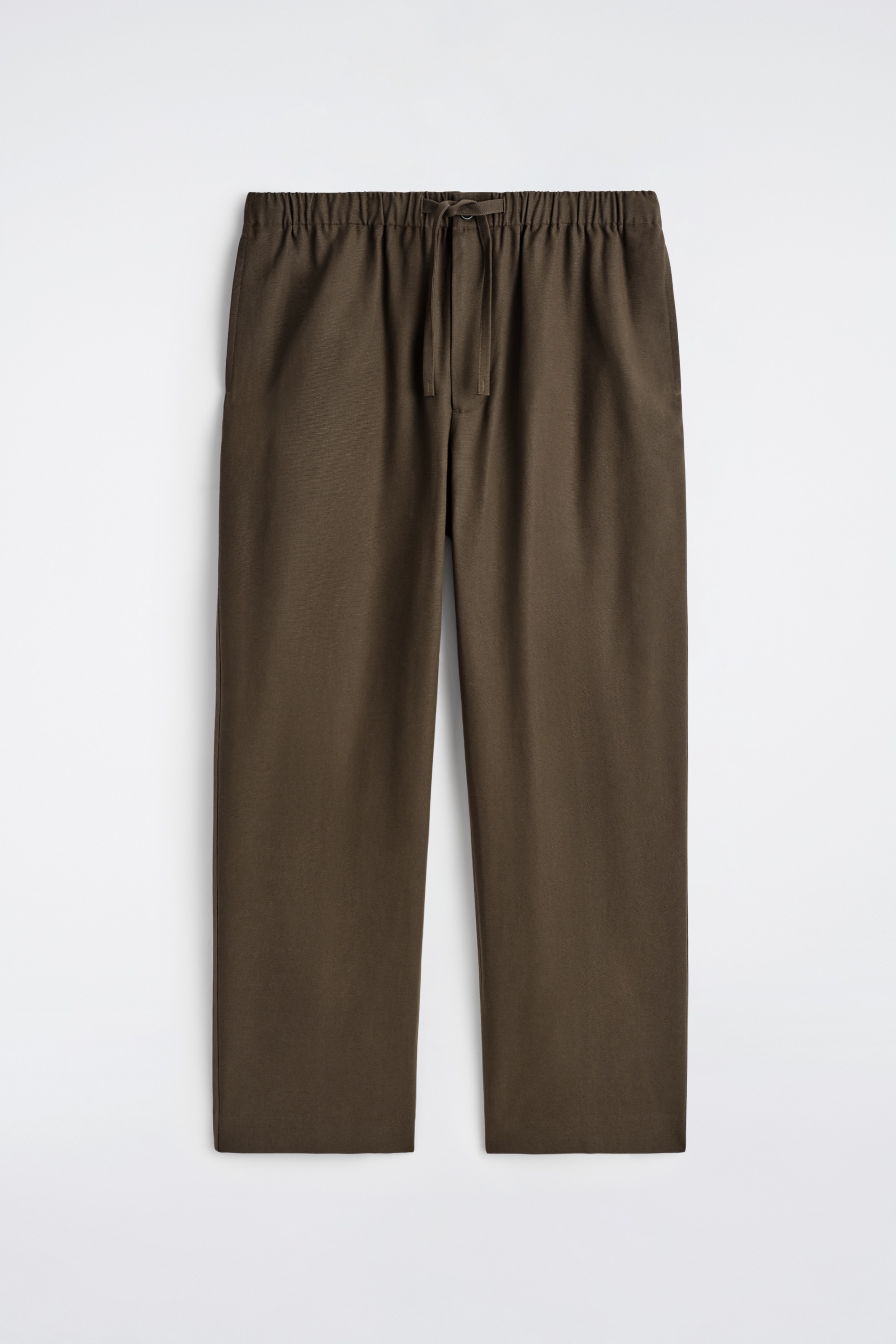 HOSE MIT KORDELZUGBUND UND BARREL-BEIN - BRAUN/KHAKI