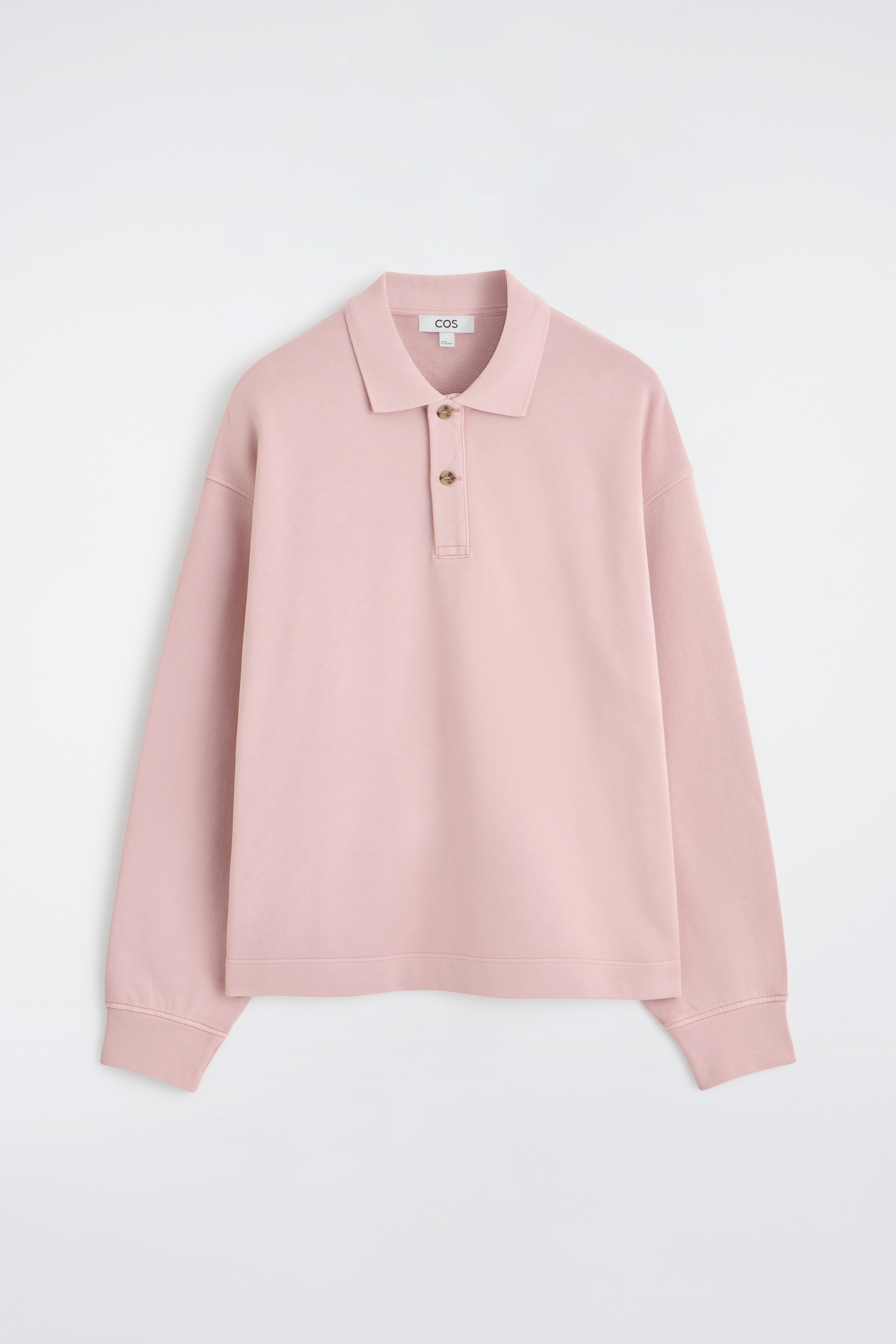 WASHED-COTTON POLO SWEATSHIRT - PINK