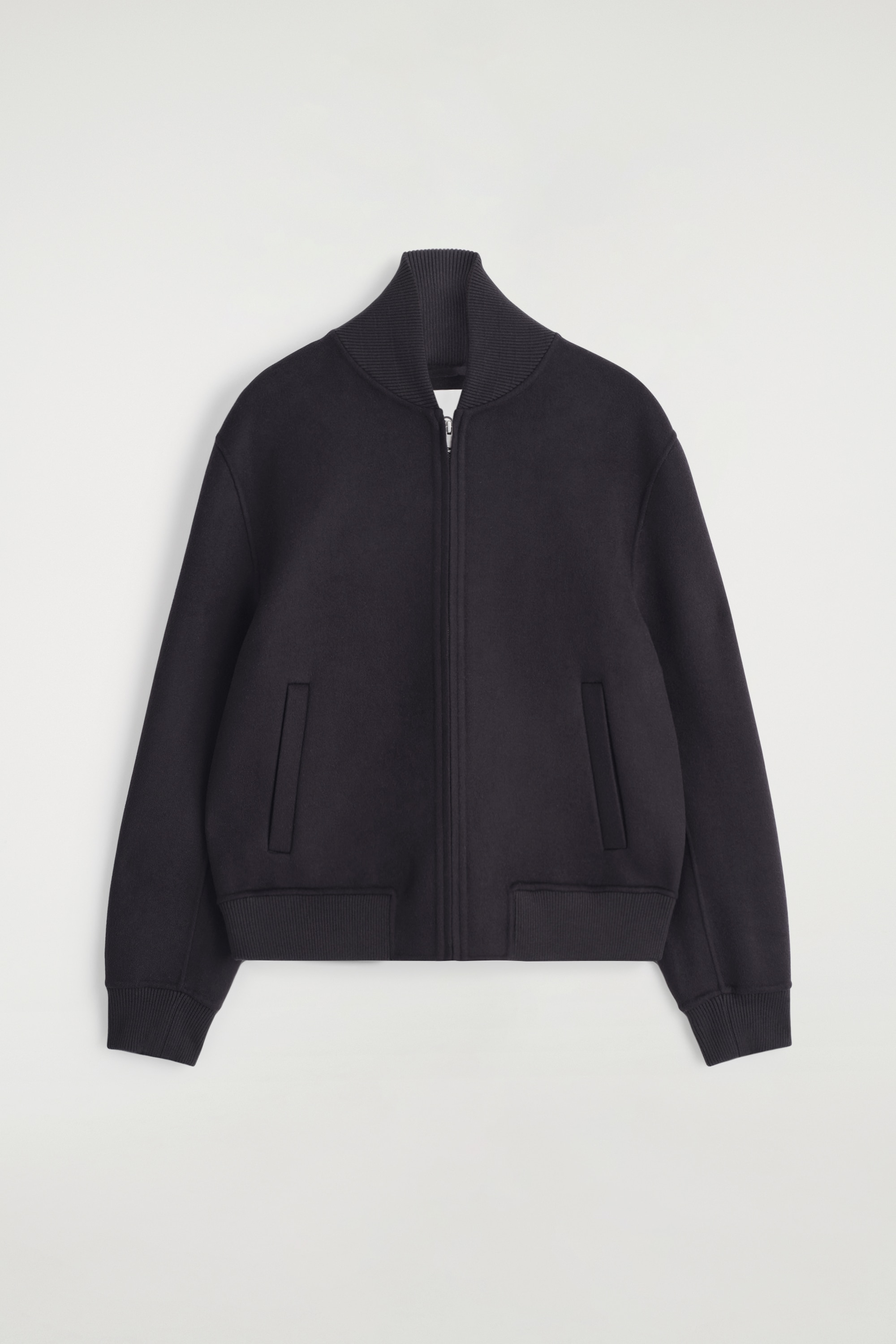 DOUBLE-FACED WOOL BOMBER JACKET - NAVY/DARK GREY
