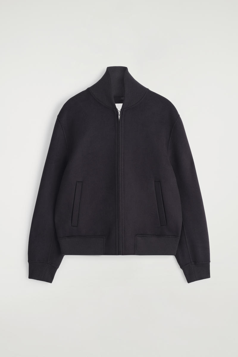 Cos Split Wool Bomber Jacket In Blue