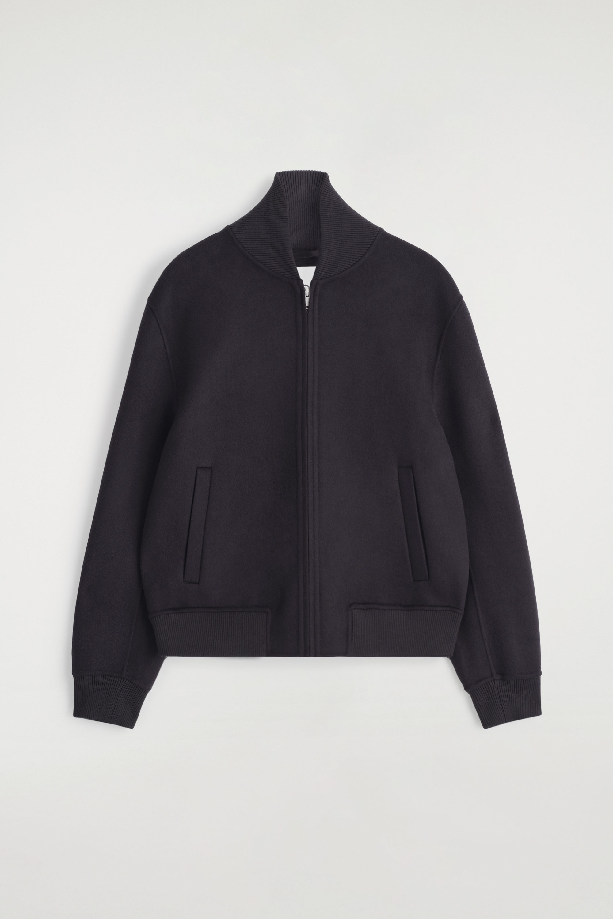 CONTRAST-STRIPE KNITTED TRACK JACKET - NAVY / IVORY | COS