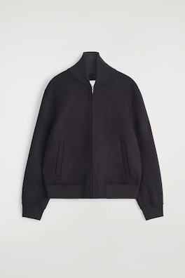 DOUBLE-FACED WOOL BOMBER JACKET — NAVY 3
