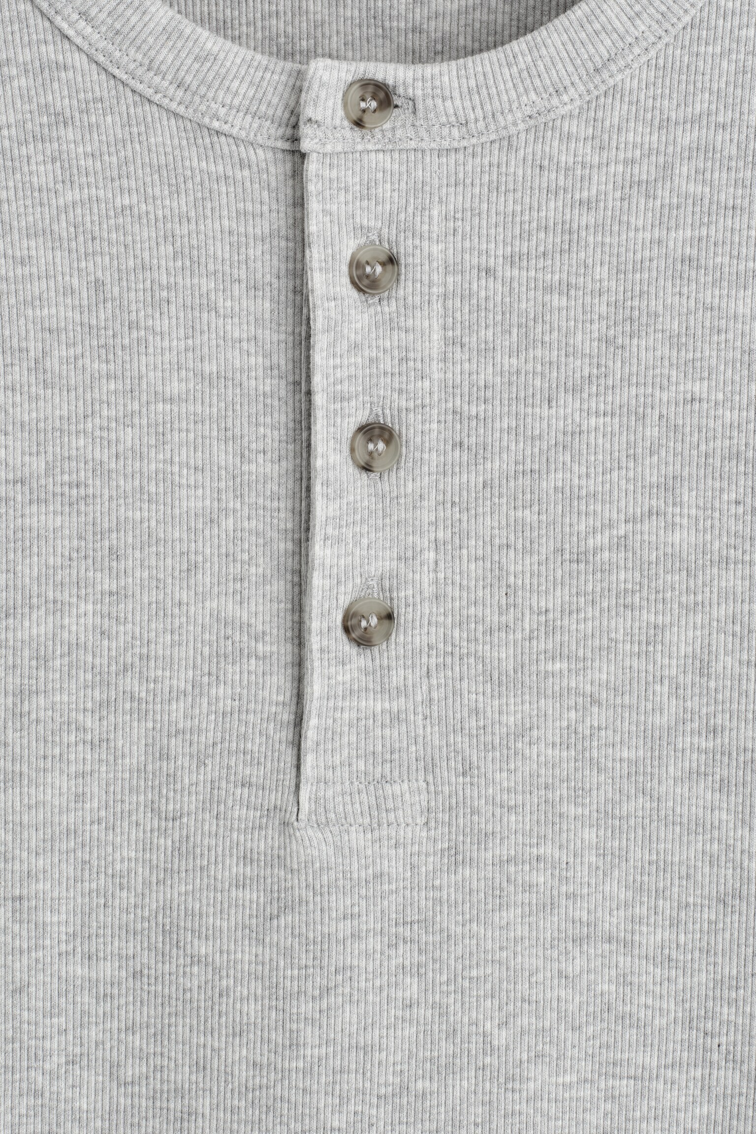 SLIM-FIT RIBBED HENLEY T-SHIRT - GREY MÉLANGE/BLACK/WHITE/NAVY - 2