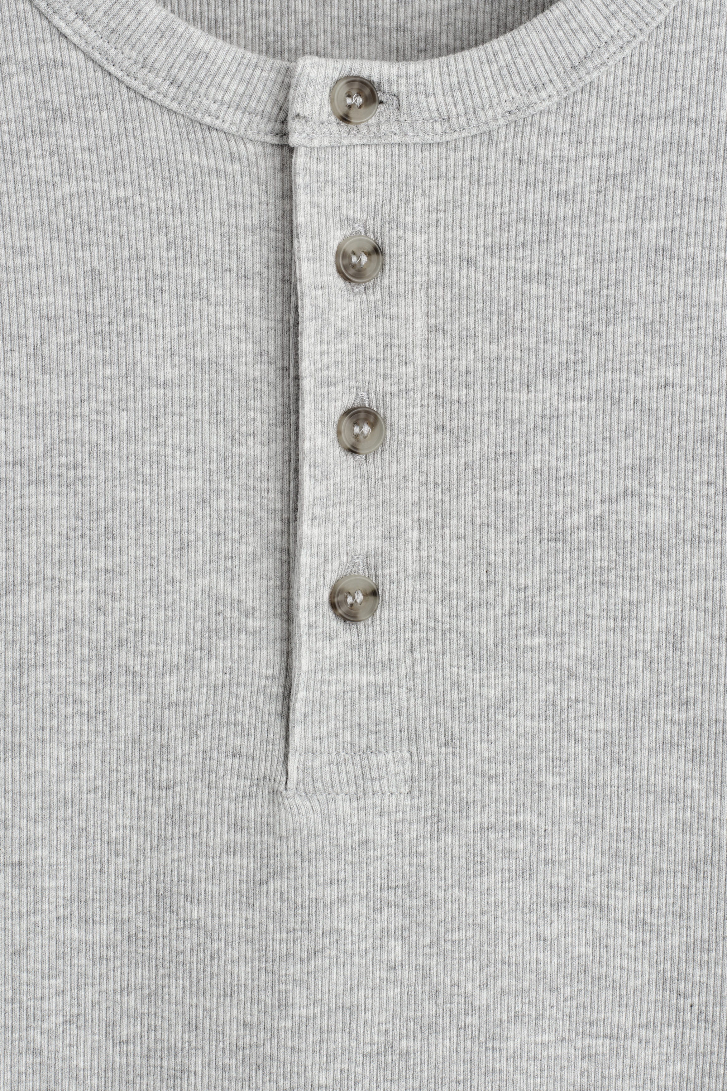 SLIM-FIT RIBBED HENLEY T-SHIRT - GRAY MÉLANGE | COS